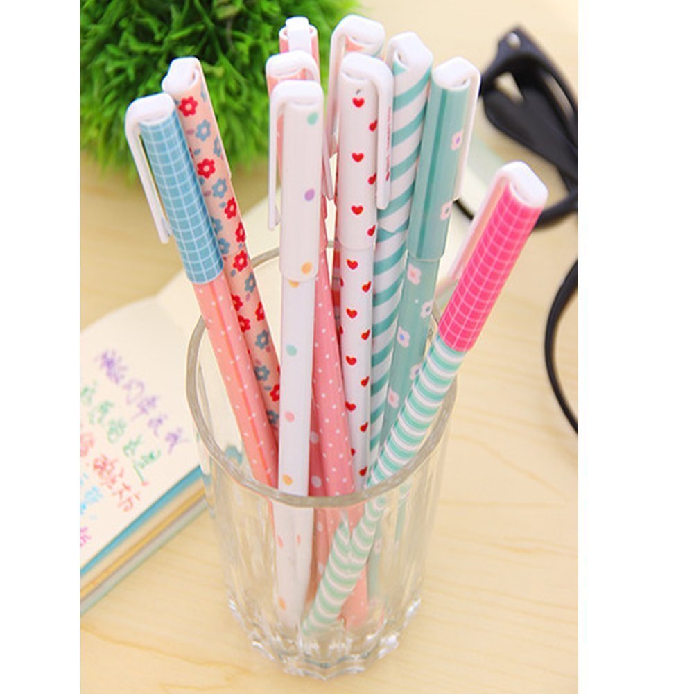 Rbenxia Gel Ink Roller Ball Pens Plastic Cartoon Pin Type Office Students Pen Pack of 10pcs