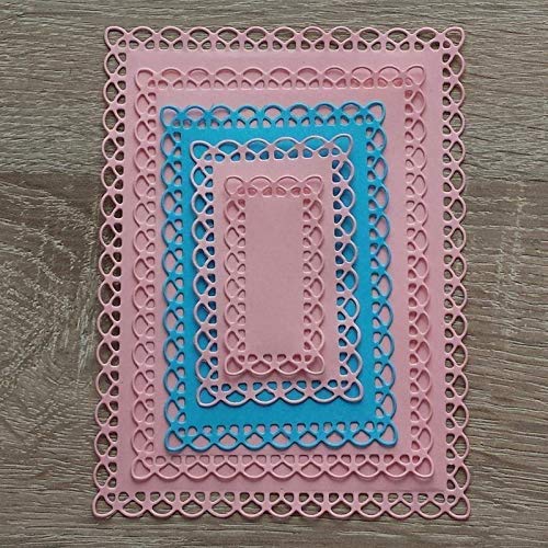 Nested Stitched Scallop Rectangle Frame Cutting Dies,DIY Artist Metal Cutting Dies Stencils Metal Cutting Dies Scrapbooking Crafting Paper Card Make Emboss Stencil Templat 10.7X13.9 cm