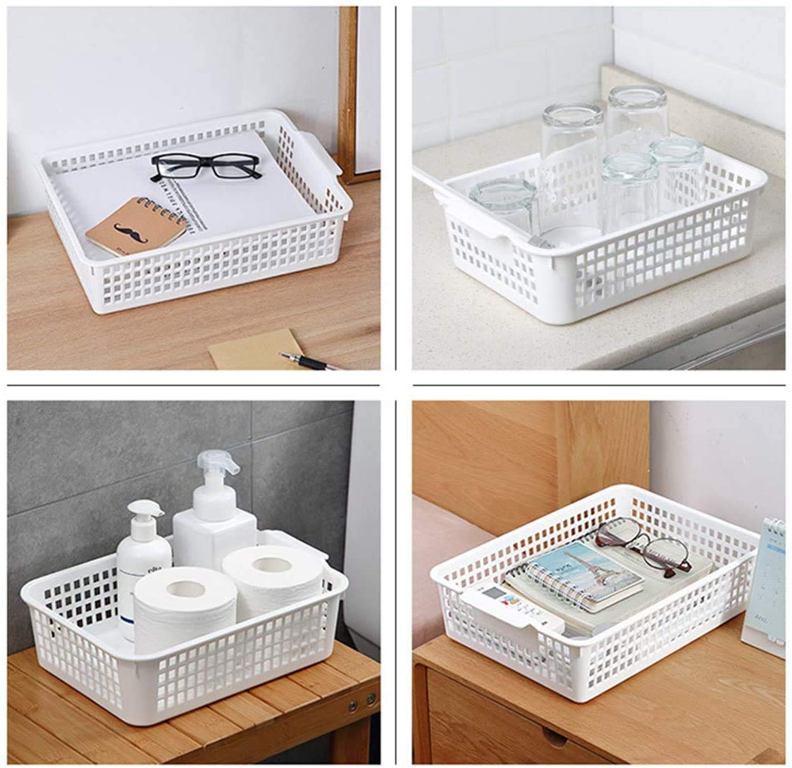 Lawei 8 Pack Plastic Storage Baskets - Colorful Paper Organizer Baskets Plastic Shelf Bins with Handles, Classroom Office File Holder for Home Office School