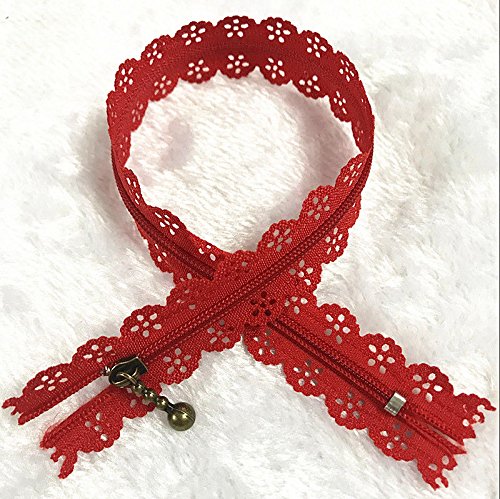 WKXFJJWZC 40Pcs Novelty (50cm) 20 inch Lace Closed End Zippers Nylon for Purse Bags for DIY Sewing Tailor Craft Bed Bag (20/Color) (20 inch)