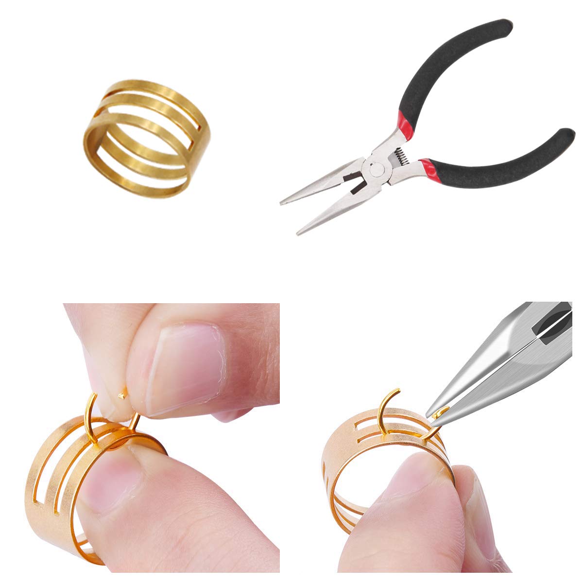 EuTengHao 1504Pcs Gold Open Jump Ring and Lobster Clasps Kit Jewelry Making Repair Supplies Kit with Jewelry Pliers Tweezers for Necklace Jewelry Making Repair (Gold)