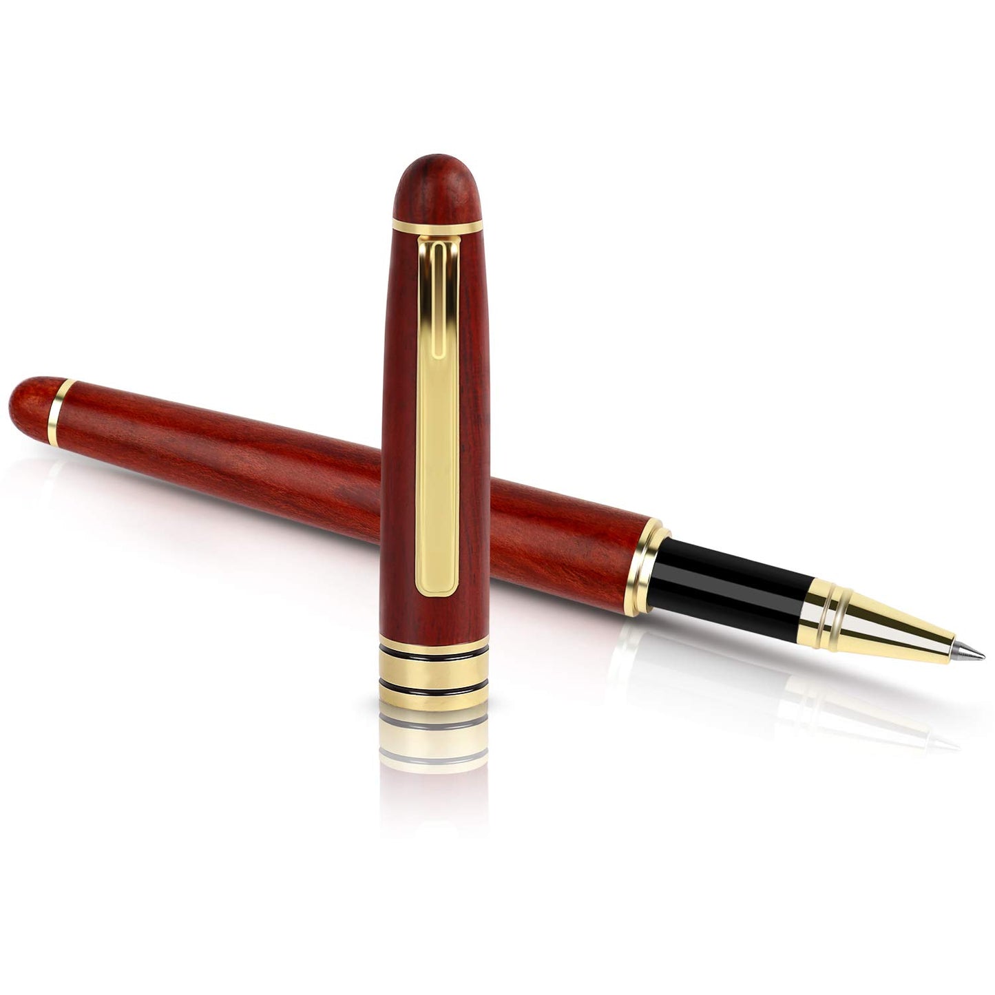 BEILUNER Luxury Rosewood Ballpoint Pen Writing Set - Elegant Fancy Nice Gift Pen Set for Signature Executive Business Office Supplies - Gift Boxed with Extra Refills (Black)
