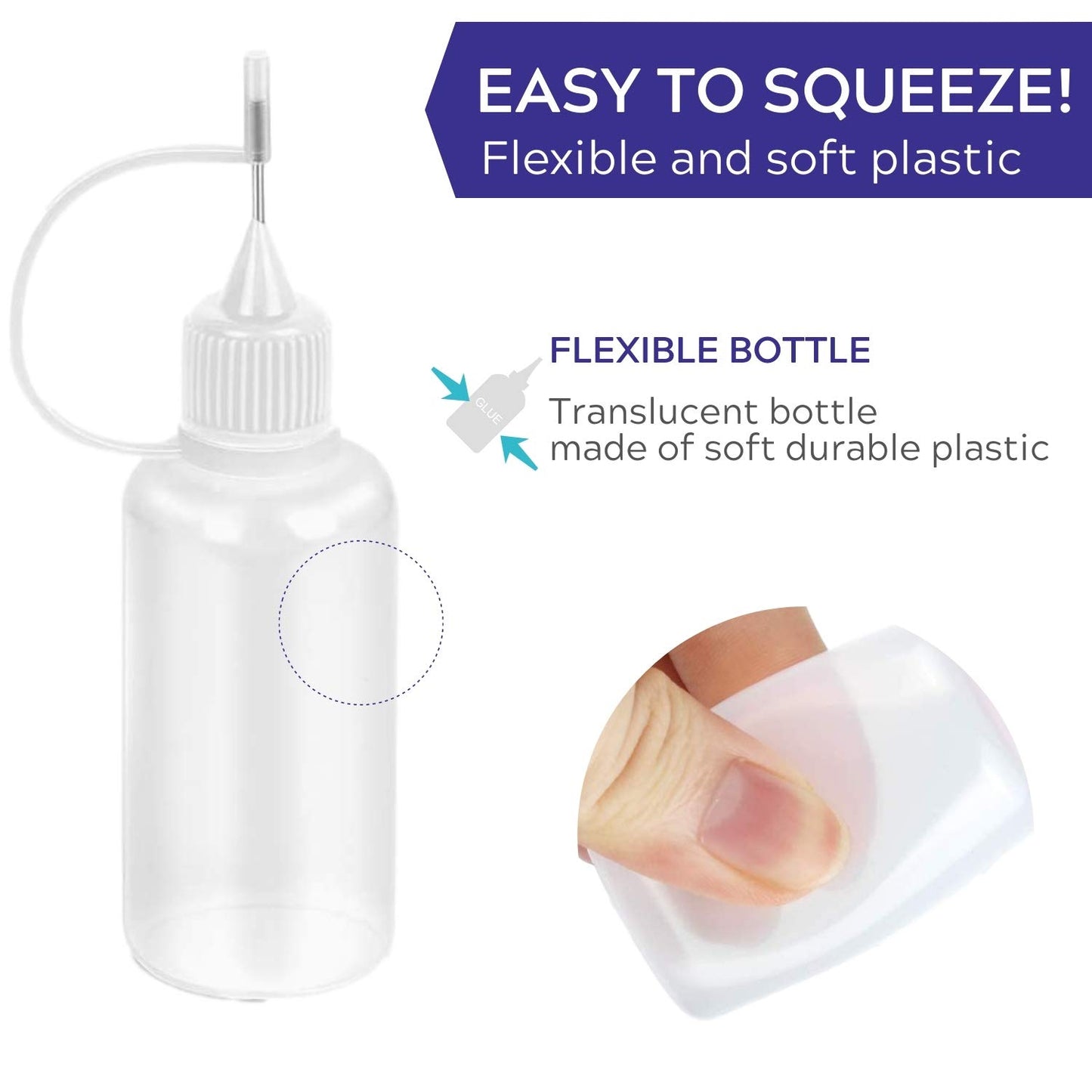20 Pcs Precision Tip Applicator Bottle, Empty Applicator Glue Bottle for Small Gluing Projects, Paper Quilling DIY Craft, Acrylic Painting, 30ml /1 Ounce