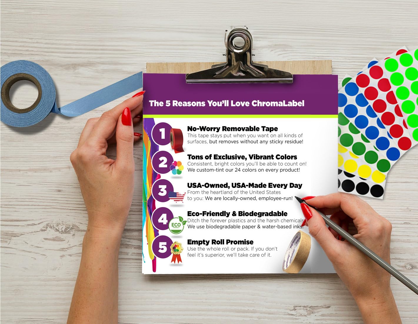 ChromaLabel 0.50 Inch Clean Remove Color Code Tape, 500 Inch Roll, White