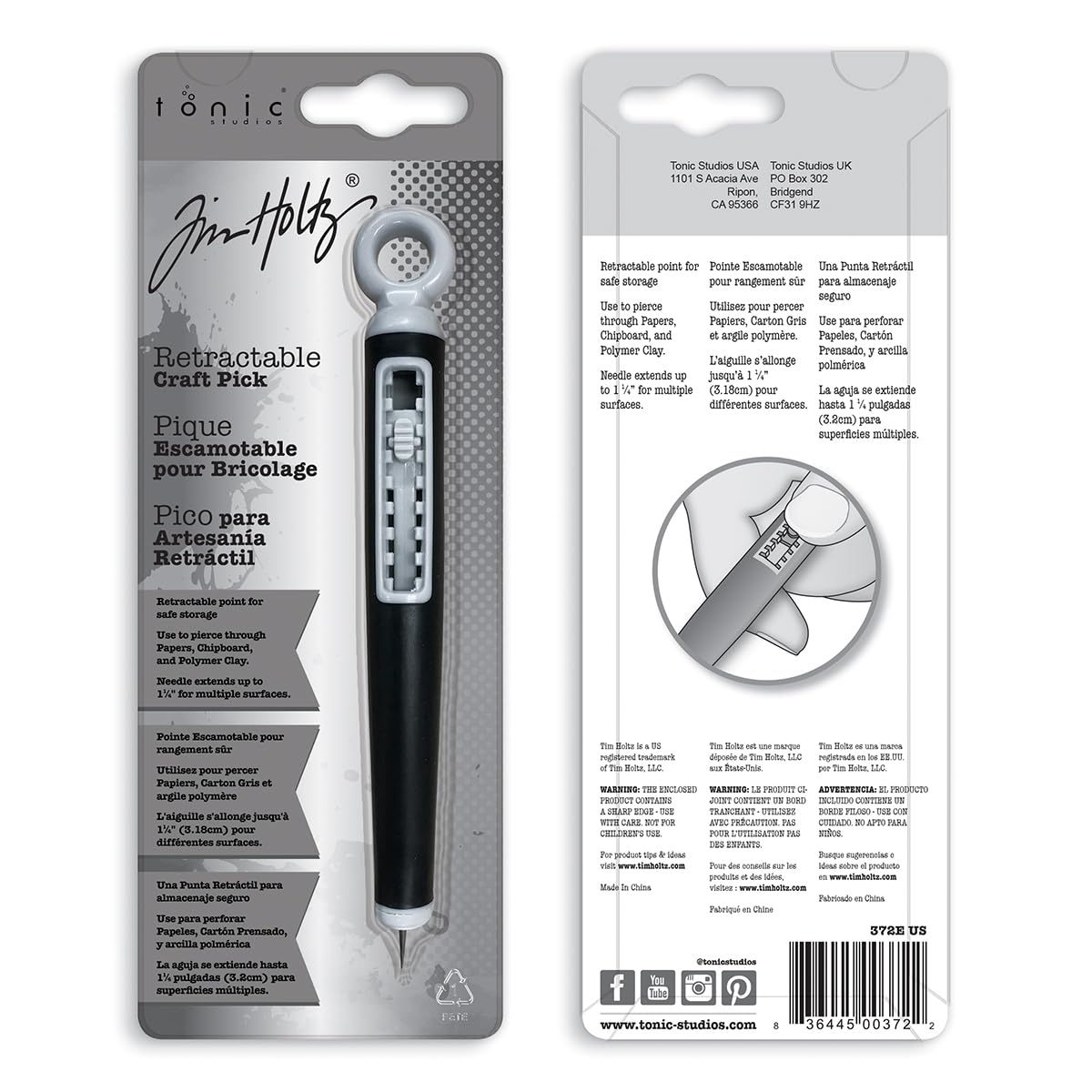 Tim Holtz Craft Pick Poker - Retractable Punch Tool for Paper Crafting, Scrapbooking, Die Cuts, and Art Supplies - Adjustable Fine Point Tip
