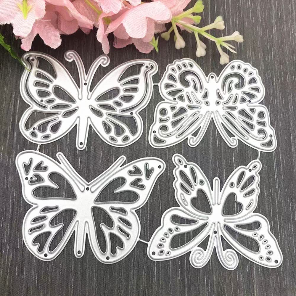 4Pcs Butterfly Animal Metal Cutting Dies for Card Making New, ZECNG Carbon Steel Butterfly Die Cuts Stencils Tool for Paper Crafting/Scrapbooking/Embossing/Photo Album Decor/DIY Craft/Gift