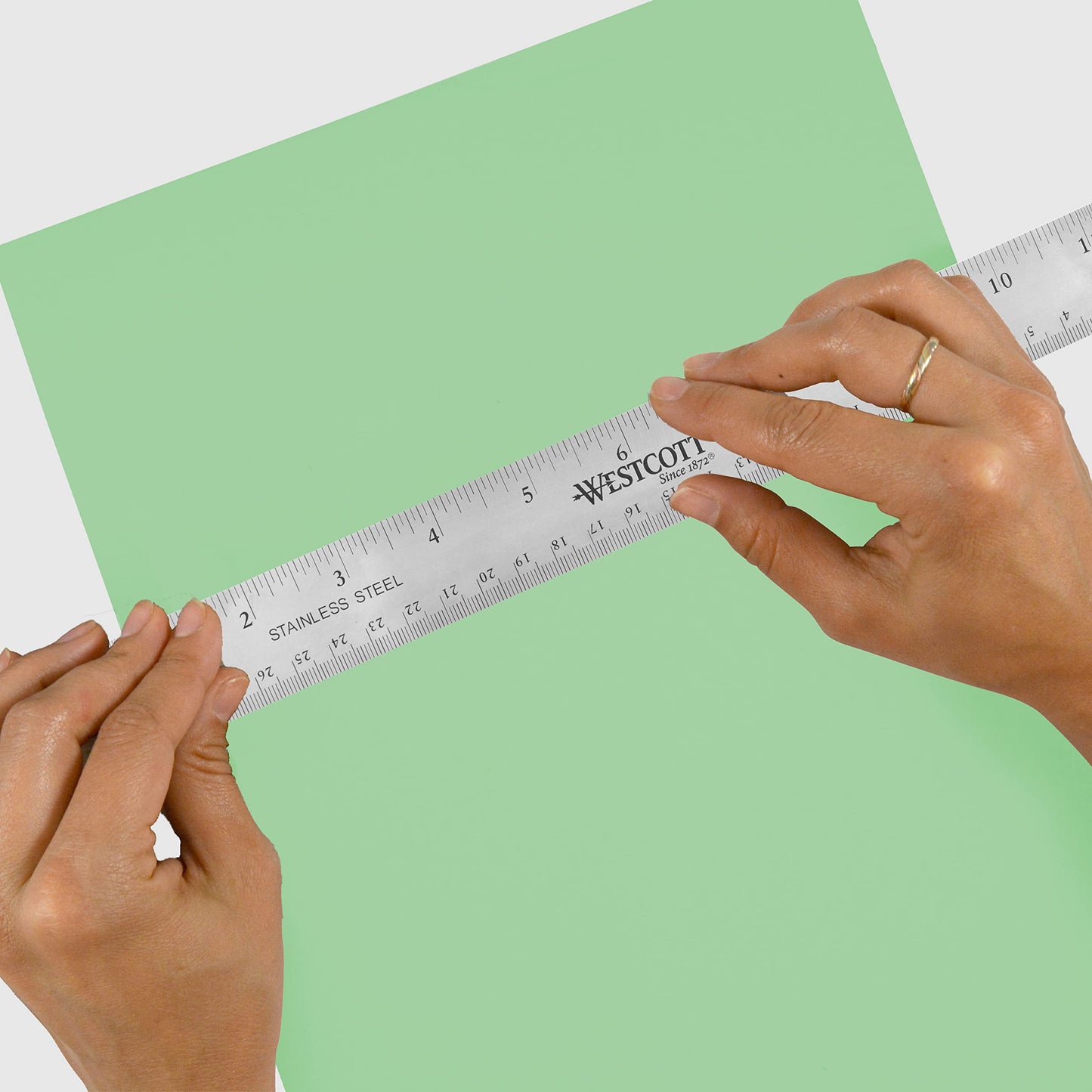 Westcott 10415 Stainless Metal Ruler with Non-Slip Cork Base, 12-Inch