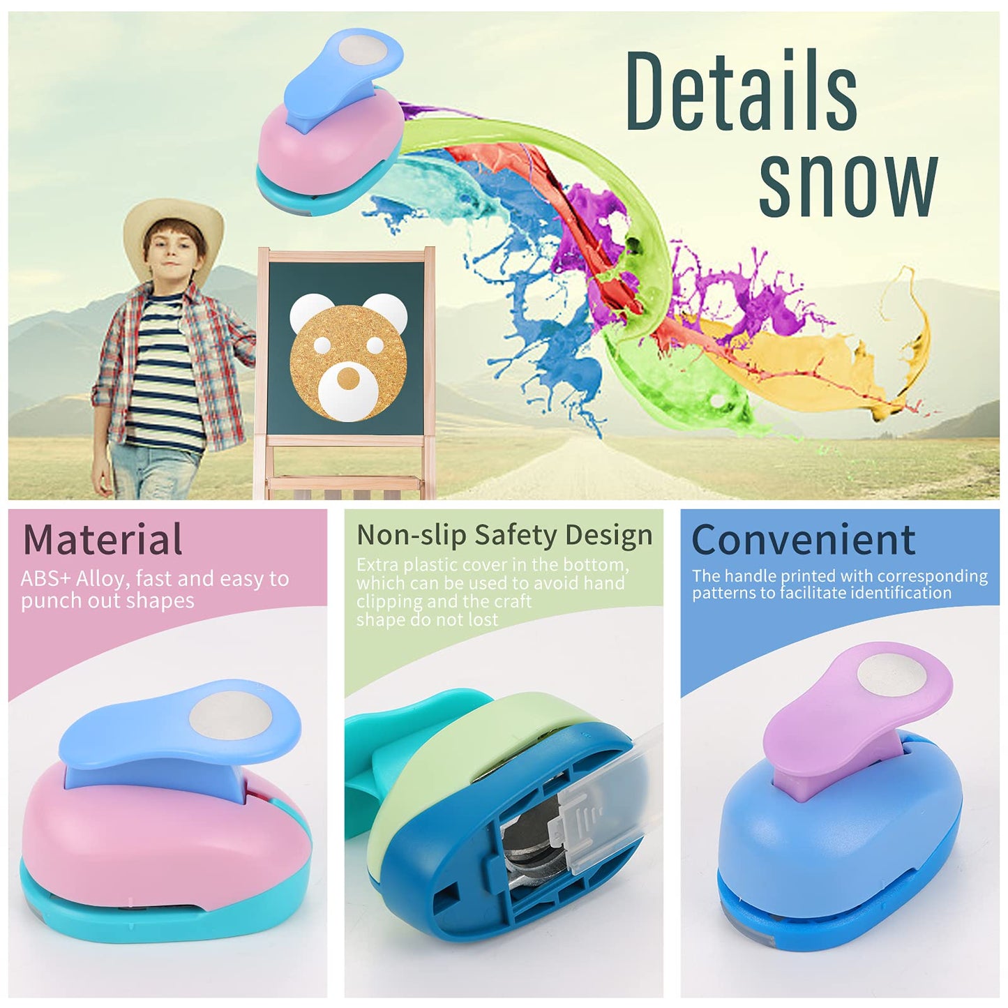 TECH-P Set of 3PCS Circle 5/8 inch 1 inch 1.5 inch Craft Punch Set Round Paper Punch Craft Scrapbooking Eva Punches Paper Cutter Hole Punch Hand Press Paper Kid Cut DIY Paper Craft Punch Tool