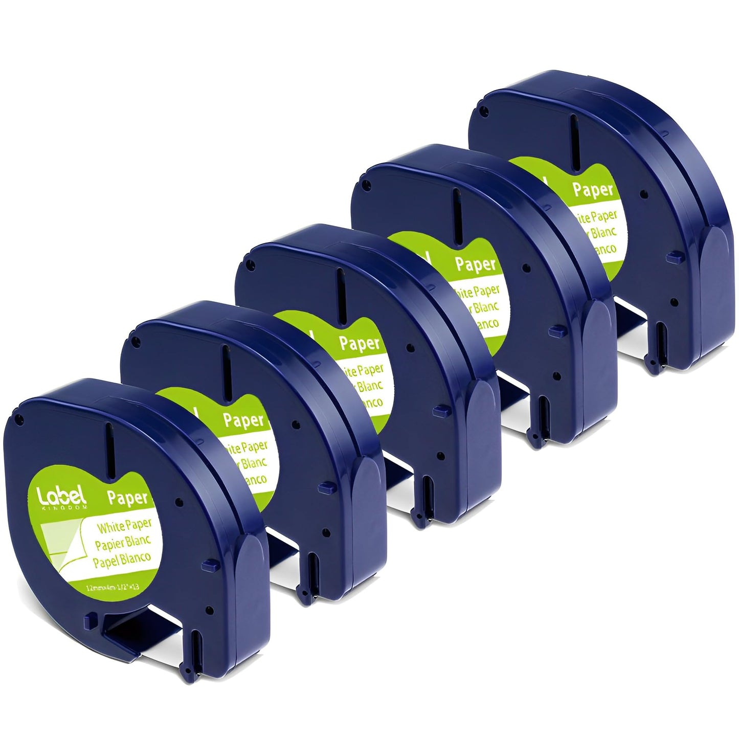 Label KINGDOM Label Tape Compatible with DYMO LetraTag Refills White Paper 91330 10697,1/2" x 13' 12mm x 4m Black on White Label Maker Tape for dymo Letra Tag LT-100H Plus Handheld Label Maker,5-Pack
