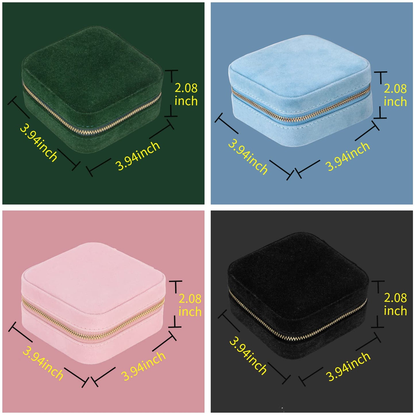 Travel Velvet Jewelry Box with Mirror, Mini Gifts Case for Women Girls, Small Portable Organizer Boxes for Rings Earrings Necklaces Bracelets