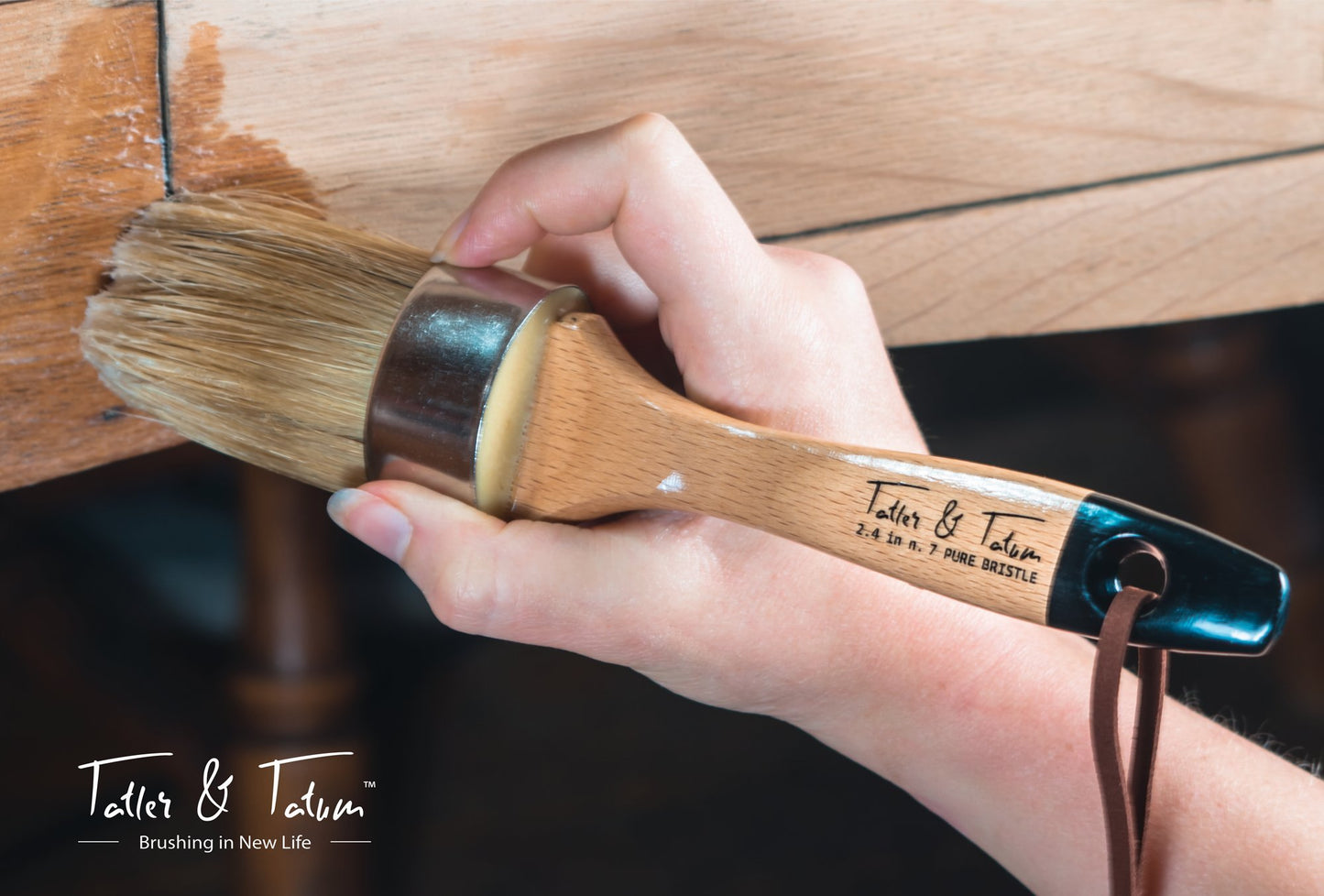 Chalk & Wax Paint Brush for Furniture - Painting or Waxing - Clear & Dark Soft Wax - Compatible with Annie Sloan Chalk Paint, Milk Paint, Home Decor, Stencils - Natural Pure Bristles