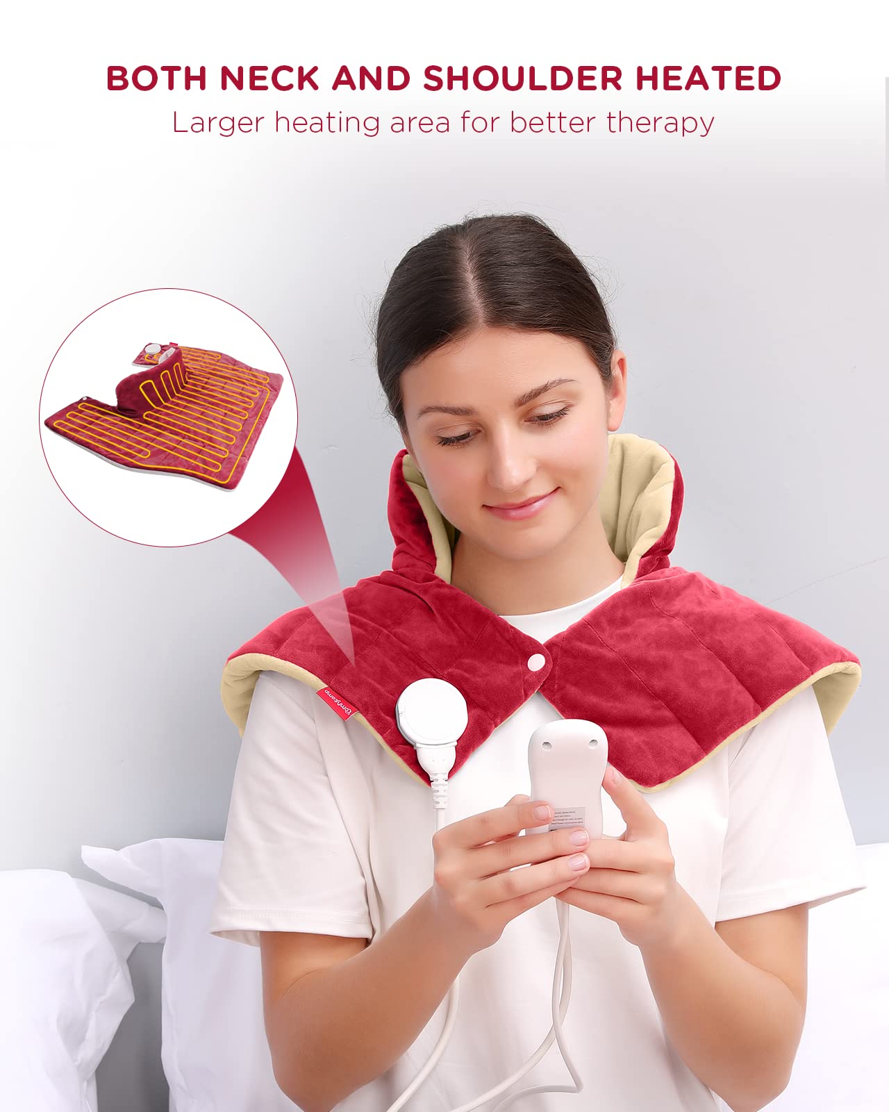 Heating Pad for Neck and Shoulders and Back Pain Relief, Comfytemp Fathers Day Dad Gifts, FSA HSA Eligible Weighted Electric Heat Pad, 2.6lb Large Heated Wrap, Women Men Mom Dad Birthday Gifts, Red