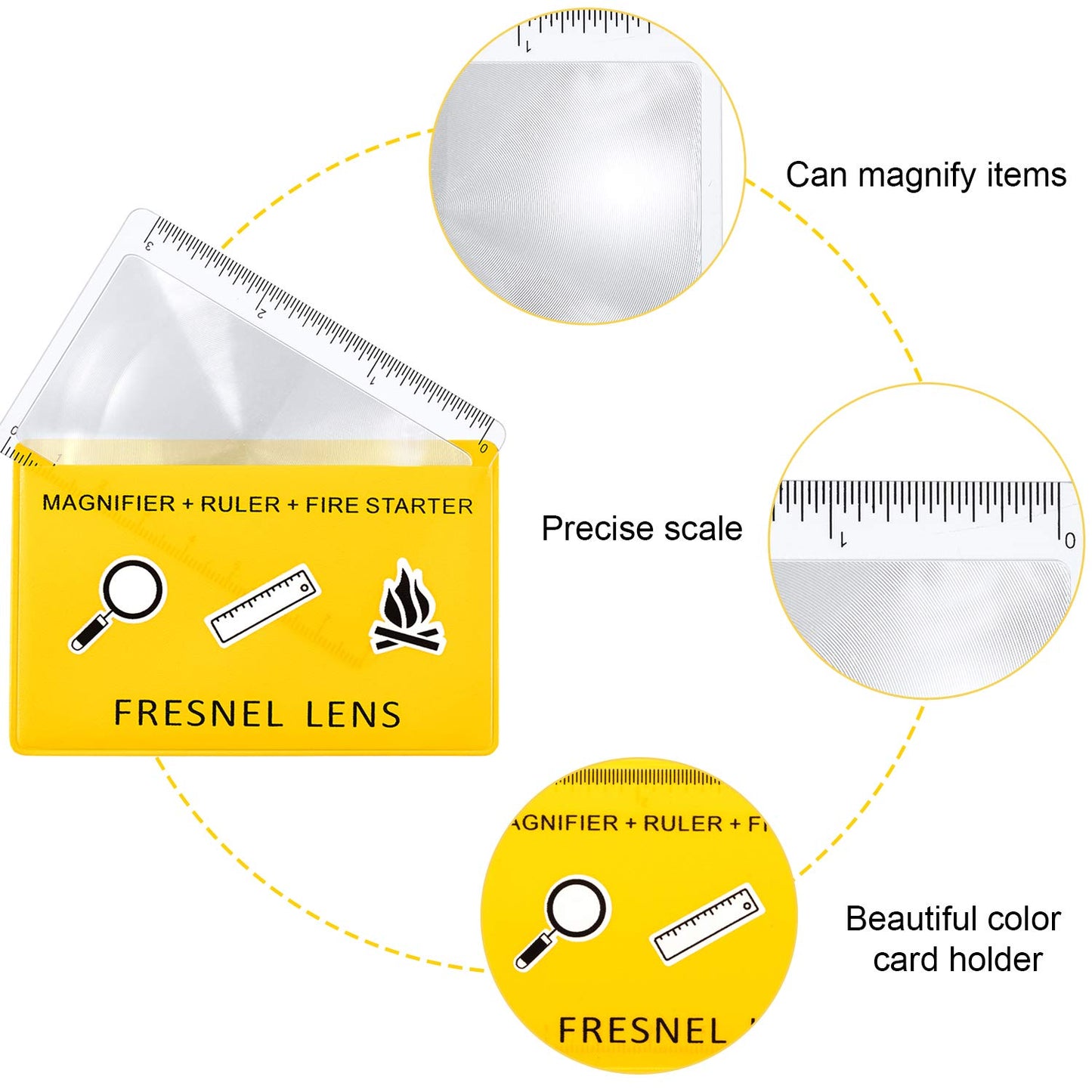20 Pieces Fresnel Lens Credit Card Magnifier Pocket Plastic Ruler Starting Solar Fire Emergency Bushcraft Survival Compact Outdoor Leisure Classroom