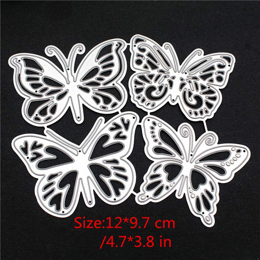 4Pcs Butterfly Animal Metal Cutting Dies for Card Making New, ZECNG Carbon Steel Butterfly Die Cuts Stencils Tool for Paper Crafting/Scrapbooking/Embossing/Photo Album Decor/DIY Craft/Gift