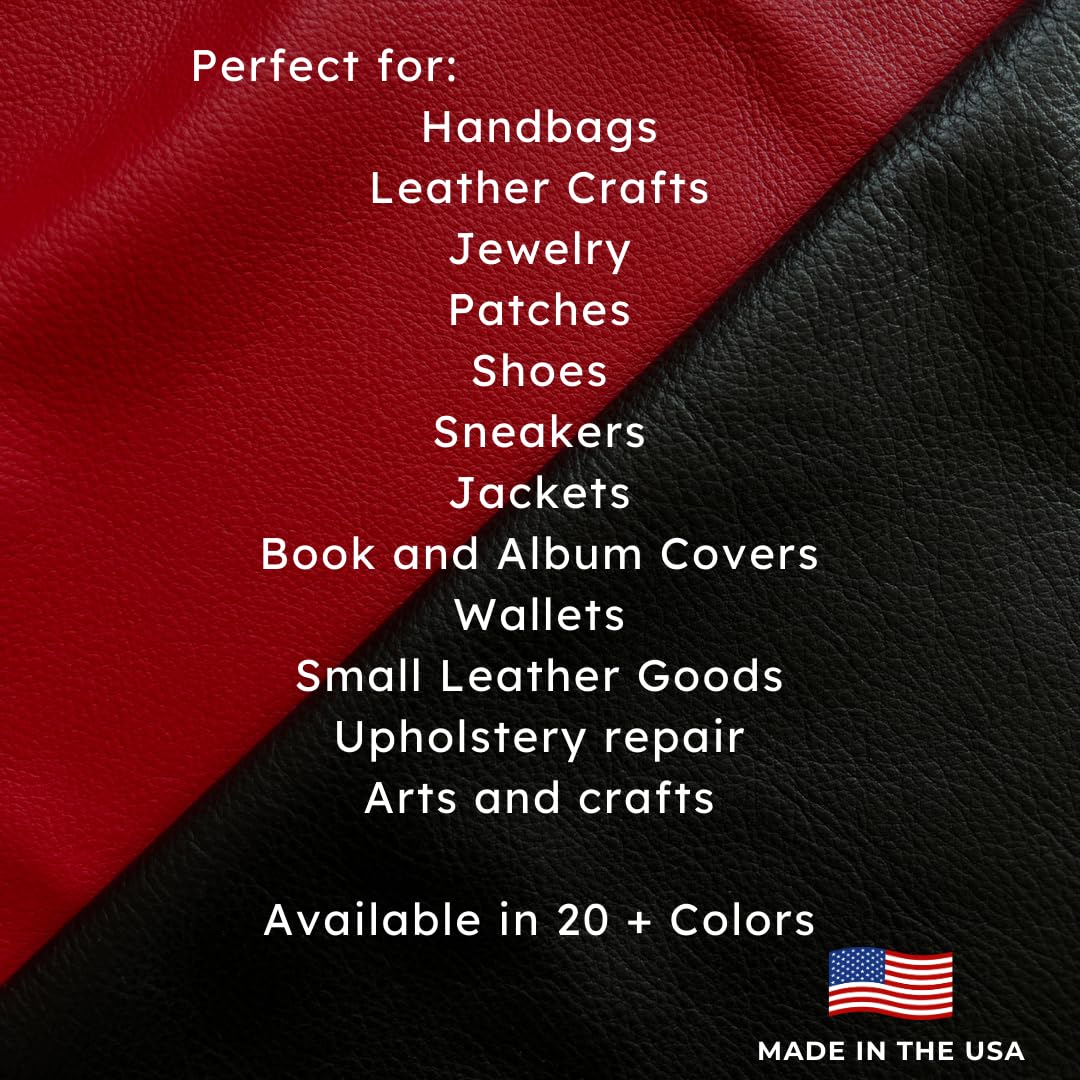 Natural Grain Cow Leather: 8.5'' x 11'' Pre Cut Leather Pieces (Red, 1 Piece)