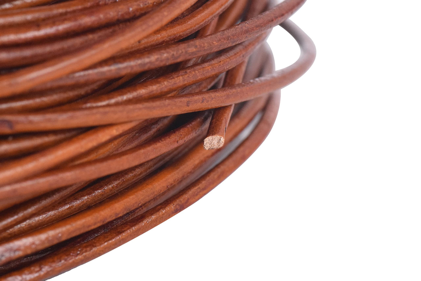 KONMAY 1 Skein 25 Yards 1.5mm Distressed Brown Soft Round Real Jewelry Leather Cord