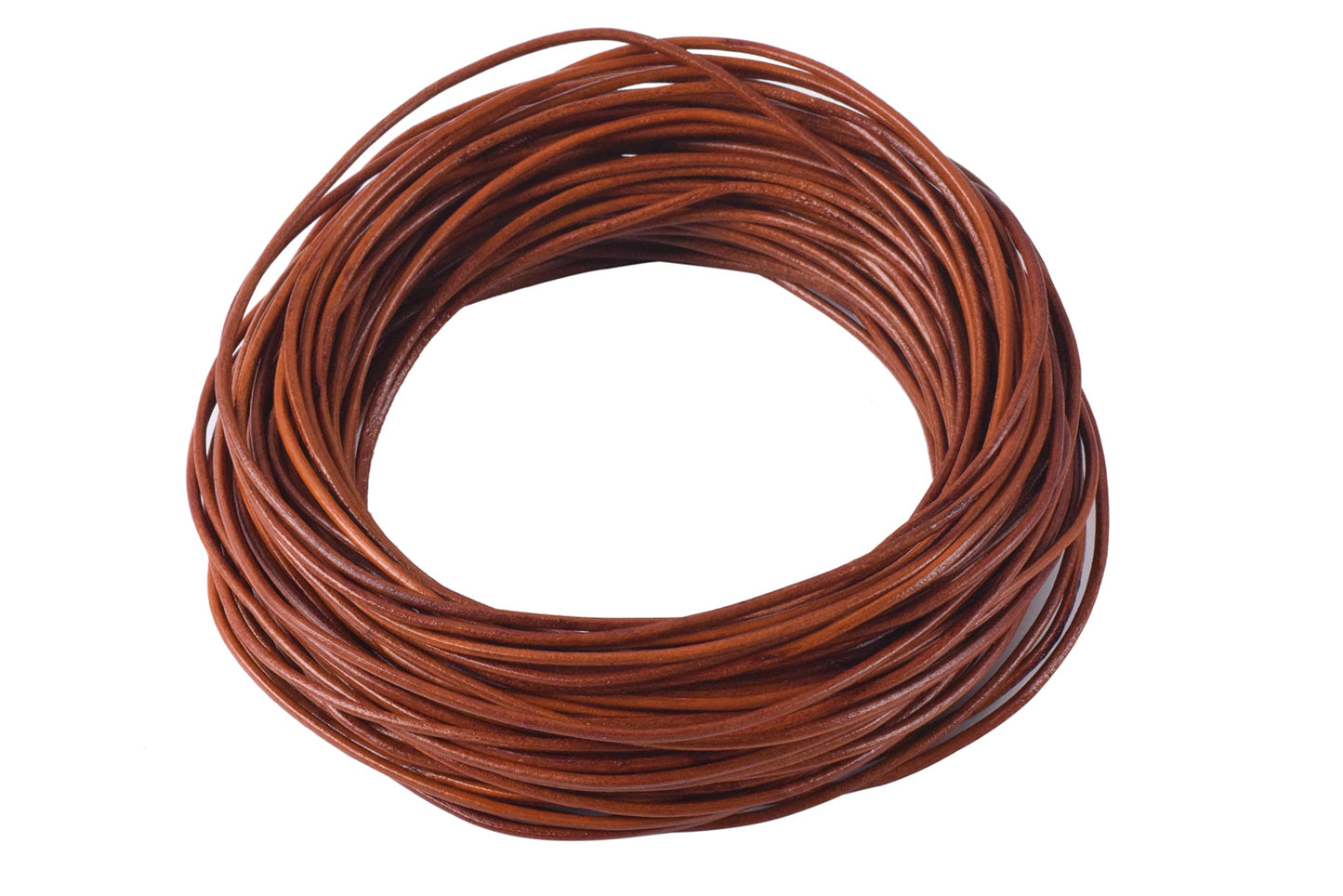 KONMAY 1 Skein 25 Yards 1.5mm Distressed Brown Soft Round Real Jewelry Leather Cord