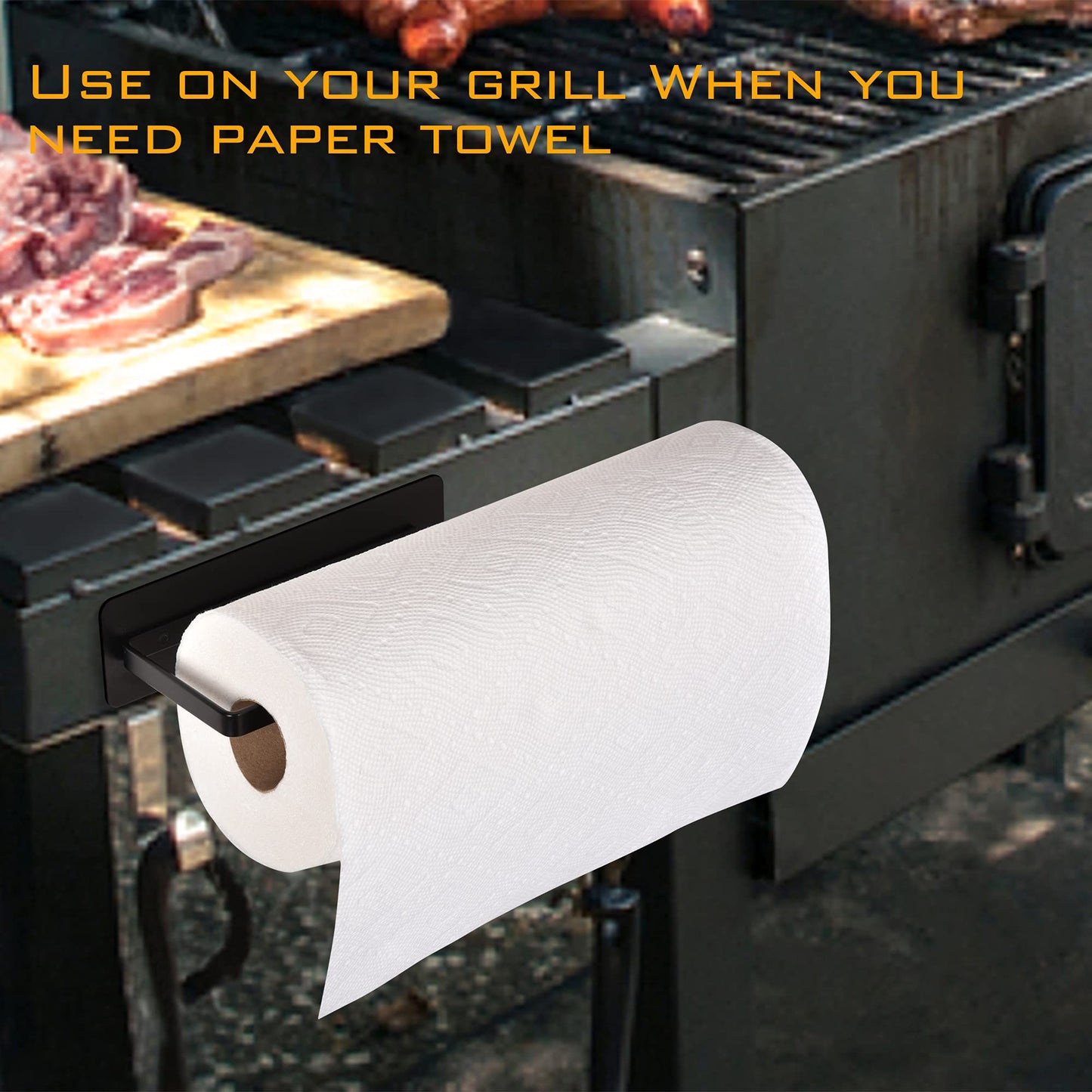 EASTTOWEST Magnetic Paper Towel Holder,Black Towel Bar Rack for Refrigerator BBQ Grills Griddles Toolbox RVs Tailgates,Heavy Duty Strong Magnet Backing,12”(L) x 3”(H),Fit All US Paper Roll