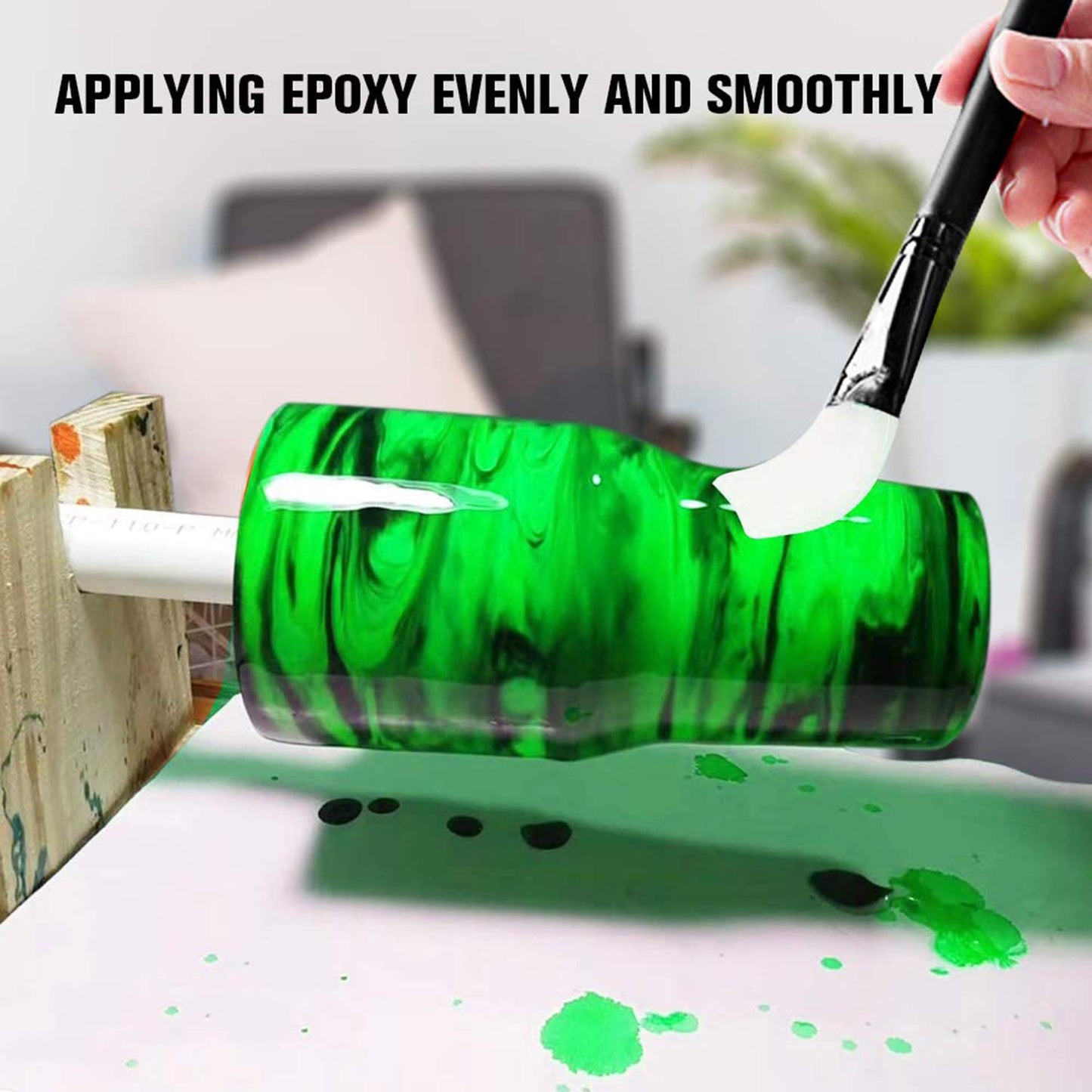 6 Pieces Magic Silicone Epoxy Brushes for Making Epoxy Glitter Tumblers Flexible Epoxy Sticks for Even Smooth Application, DIY Mixing (White, Pink, Rose Red, Yellow, Purple, Mint Green)