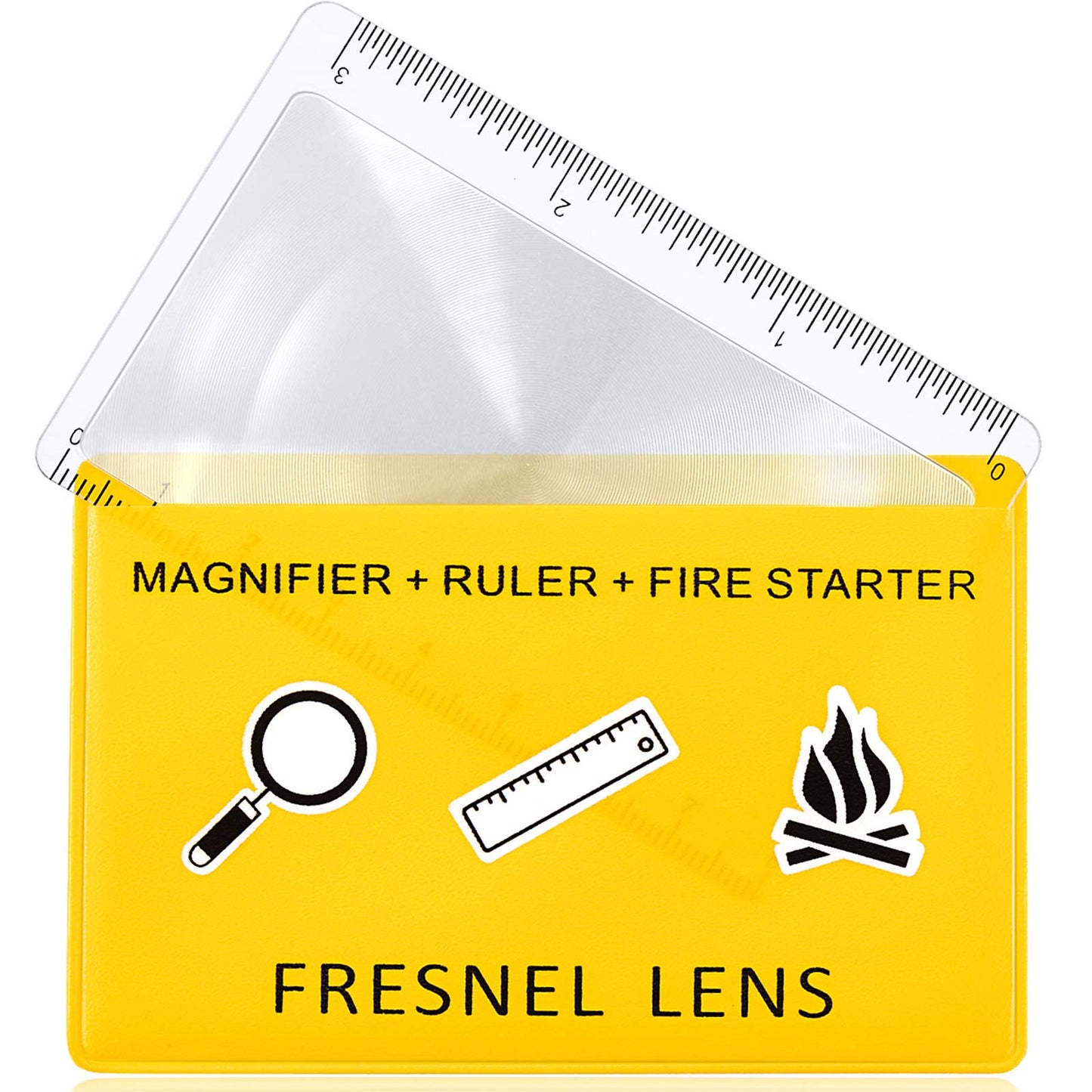 20 Pieces Fresnel Lens Credit Card Magnifier Pocket Plastic Ruler Starting Solar Fire Emergency Bushcraft Survival Compact Outdoor Leisure Classroom
