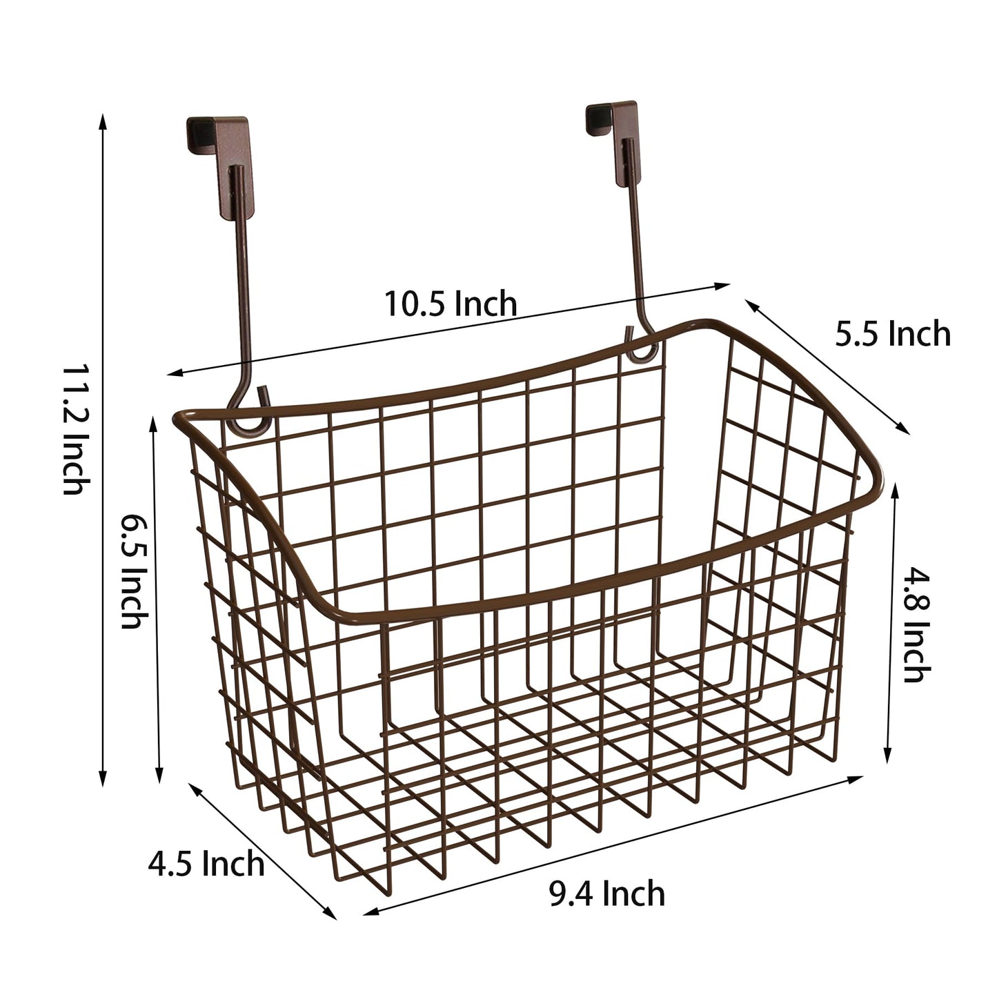 Nicunom 2 Pack Grid Storage Baskets with Hooks, Over Cabinet Door Organizer, Wire Storage Basket Organizer for Kitchen Pantry Bathroom Under Sink Hair Tools Organizer, Bronze