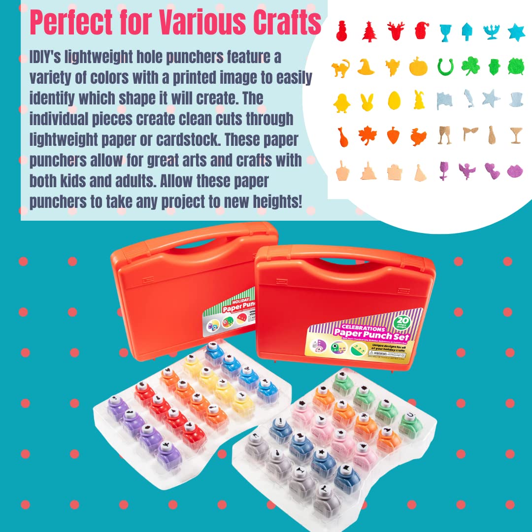 Every Occasion Year Round Scrapbook Paper Punchers-40 Unique Designs for Holiday-Easter, St. Patricks Day, Easter, DIY Craft Kit & Accessory, Mother's Day Card Confetti Invitation Making Kid Adult