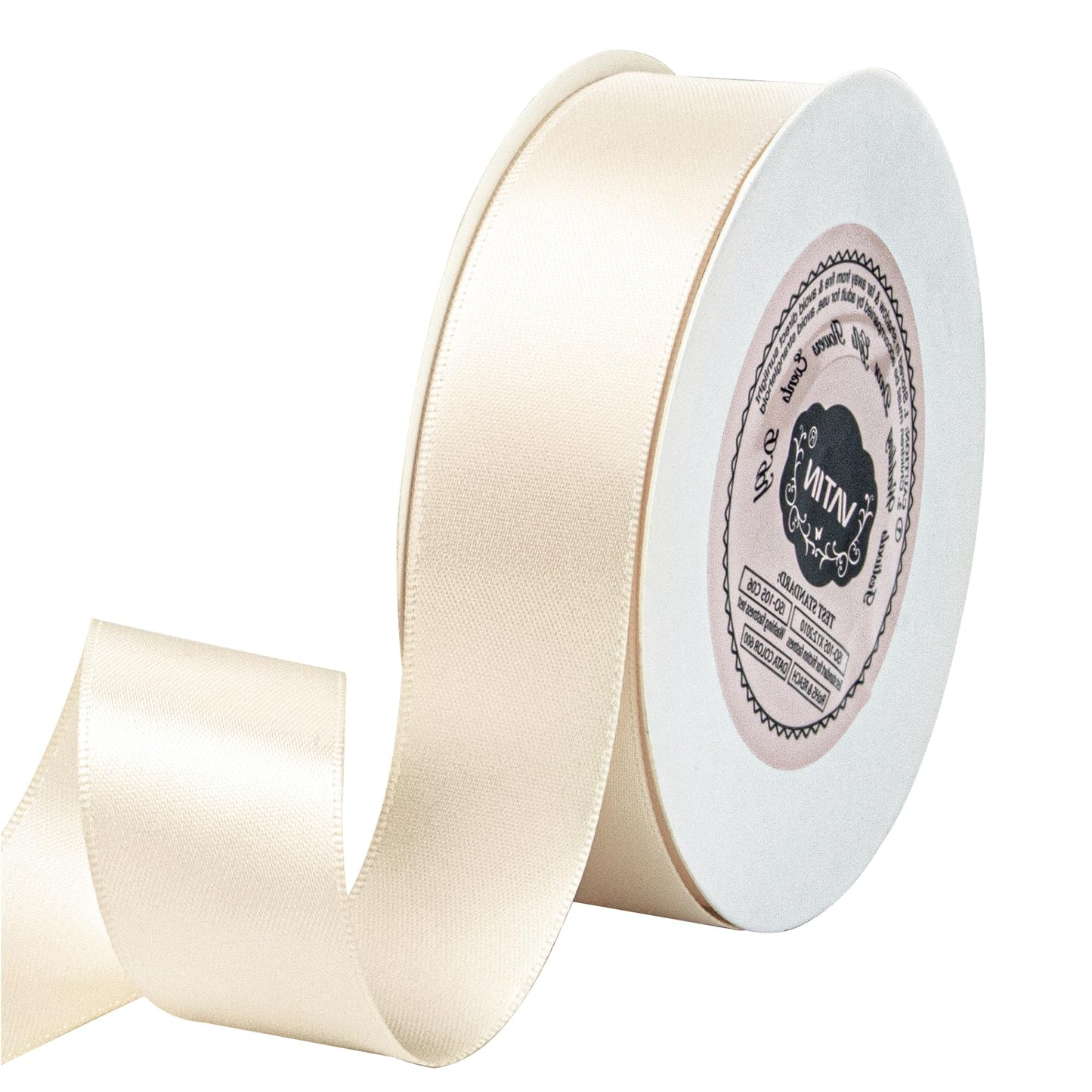 VATIN 1 inch Cream Double Faced Polyester Satin Ribbon -Continuous 25 Yard Spool, Perfect for Wedding, Wreath, Baby Shower,Packing and Other Projects