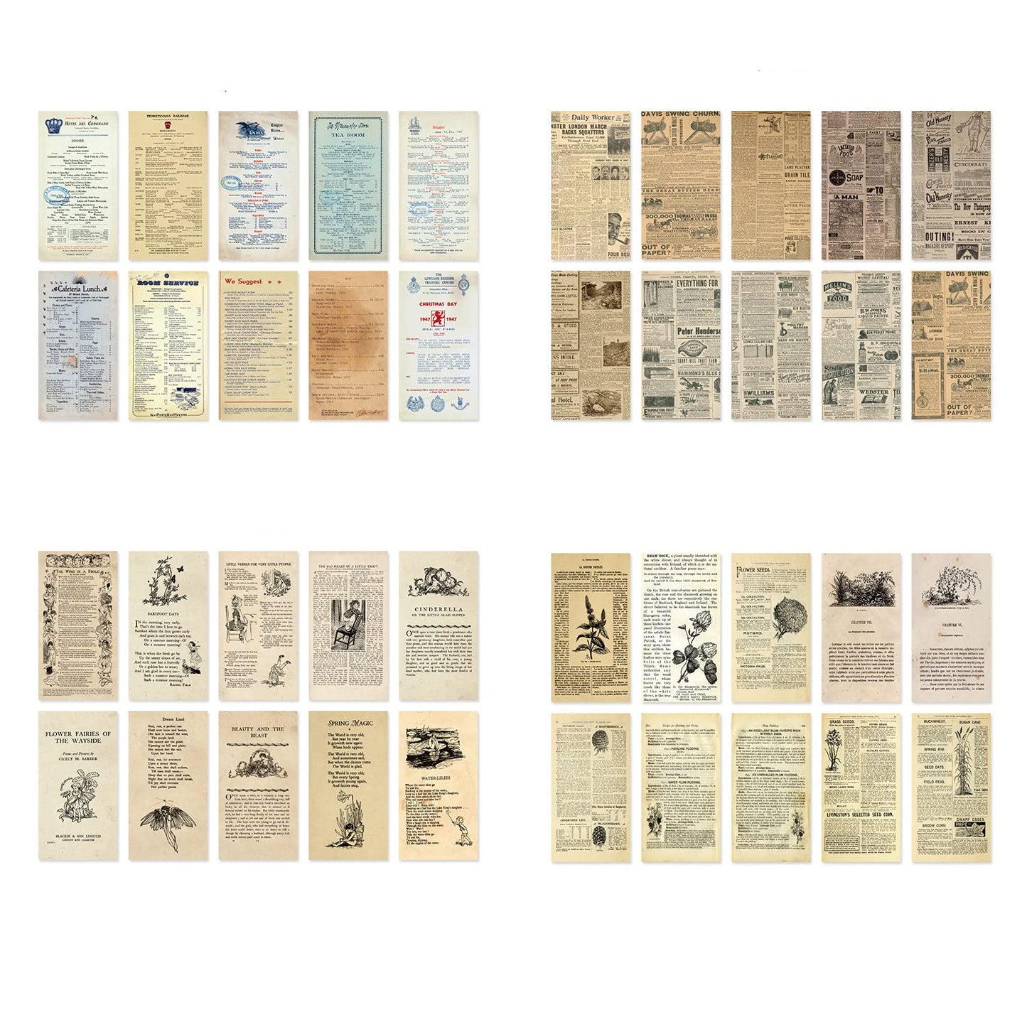 Lcoor 240 Sheets Vintage Journaling Scrapbooking Material Paper, Vintage Journaling Scrapbooking Supplies Craft Kits for Junk Journal Planners Aesthetic Room Decor Wall Art Collage Album