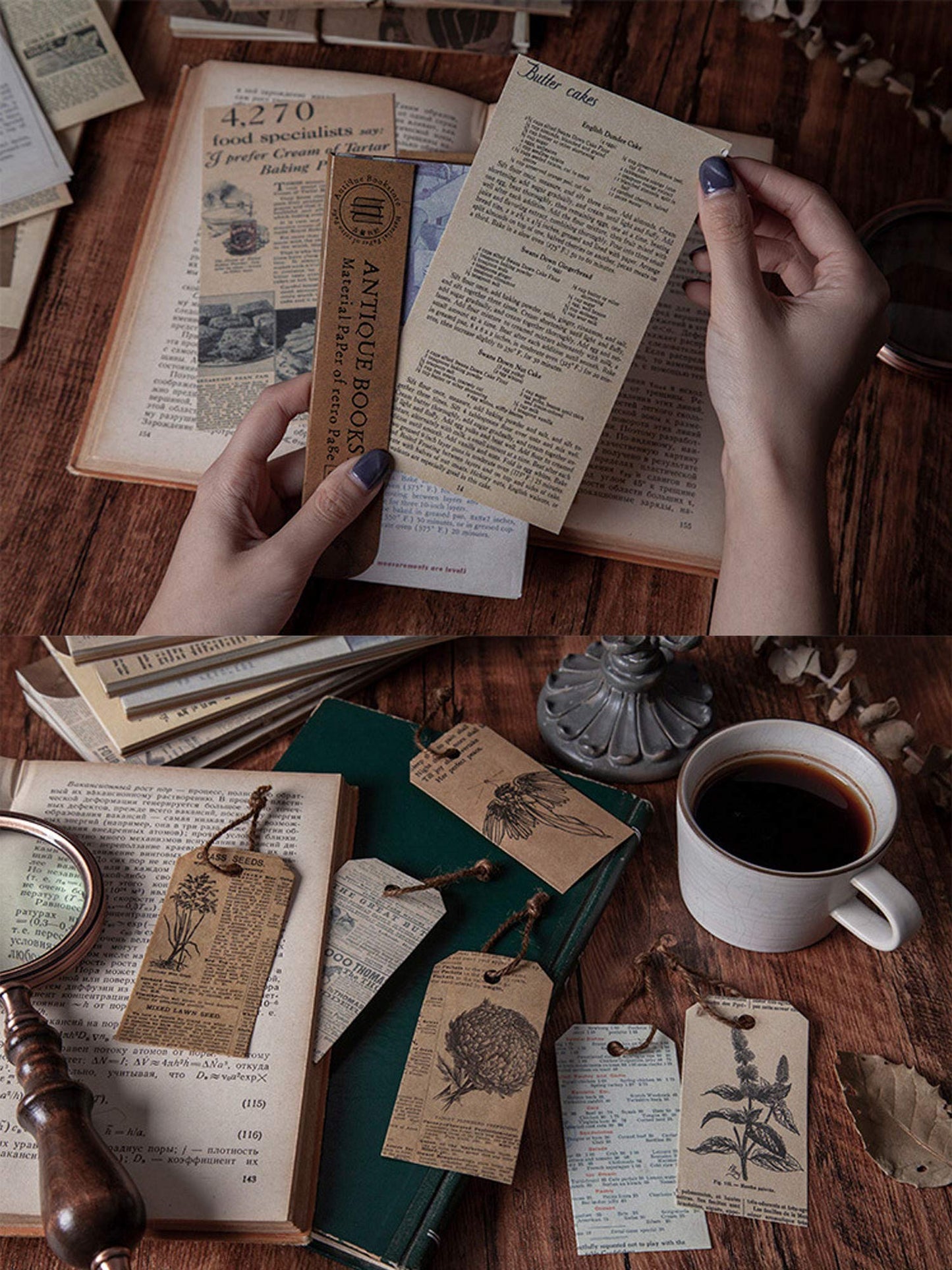 Lcoor 240 Sheets Vintage Journaling Scrapbooking Material Paper, Vintage Journaling Scrapbooking Supplies Craft Kits for Junk Journal Planners Aesthetic Room Decor Wall Art Collage Album