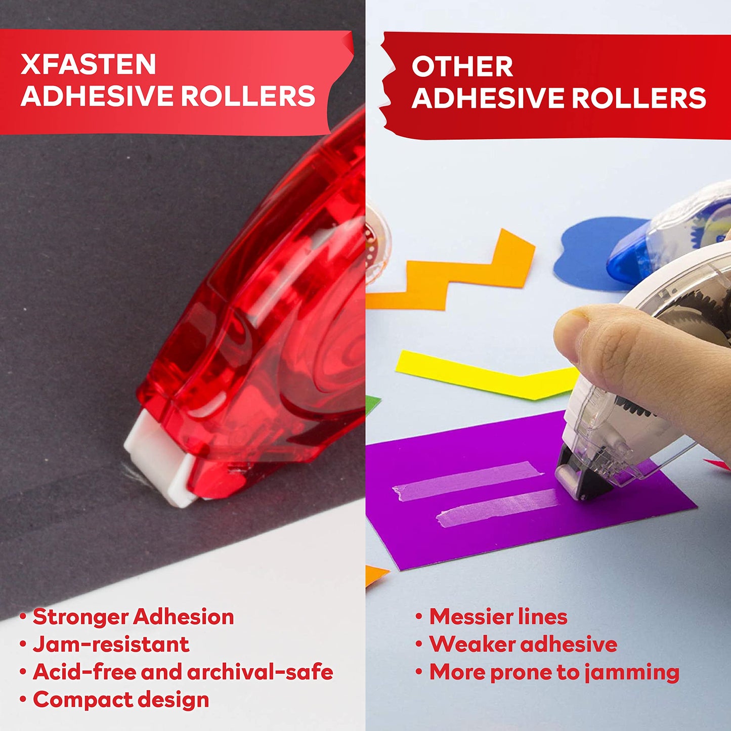 Adhesive Roller for Scrapbooking, 8mm x 30ft 8-Pack Double Sided Glue Tape Roller, Scrapbook Supplies for Adults, Photo Tape for Scrapbooking-XFasten