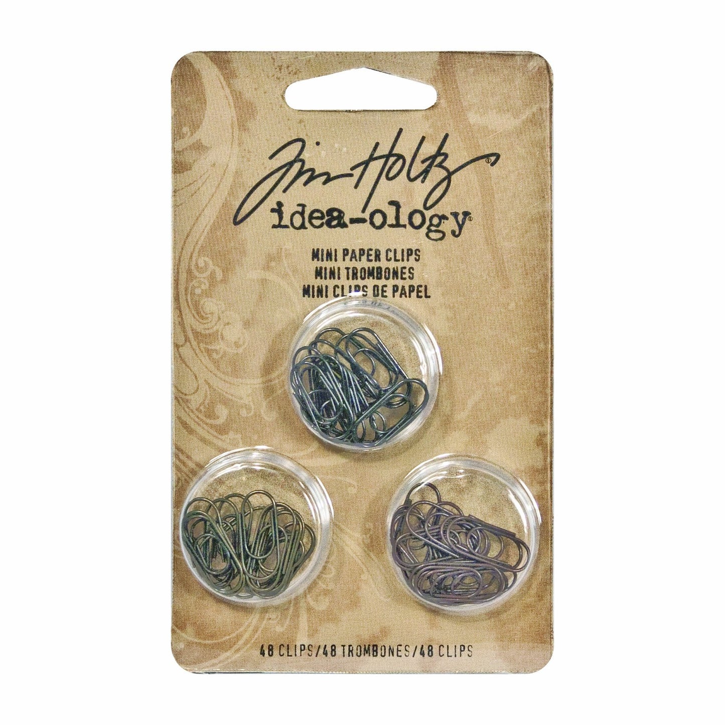Advantus Metal Mini Paper Clips by Tim Holtz Idea-ology, 48 per Pack, 5/8 Inch, Antique Finishes, TH92791