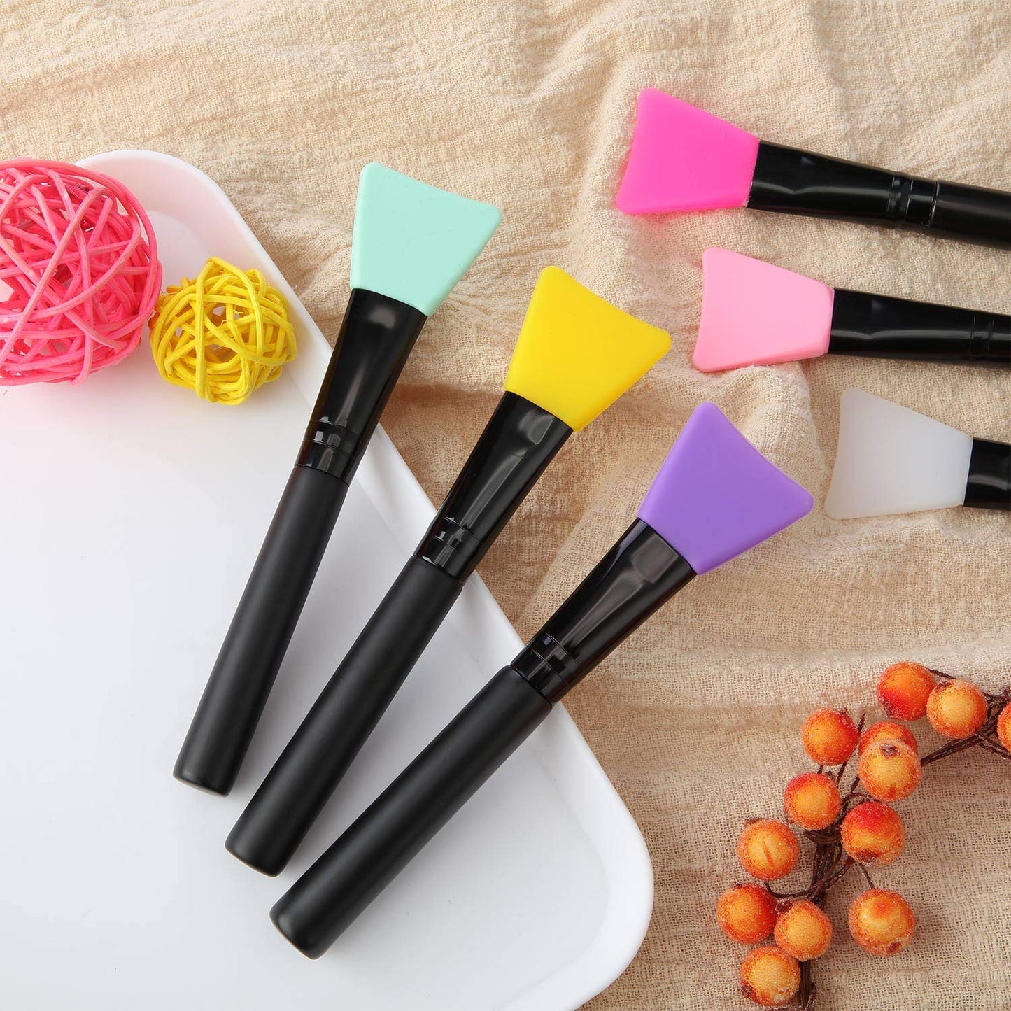 6 Pieces Magic Silicone Epoxy Brushes for Making Epoxy Glitter Tumblers Flexible Epoxy Sticks for Even Smooth Application, DIY Mixing (White, Pink, Rose Red, Yellow, Purple, Mint Green)