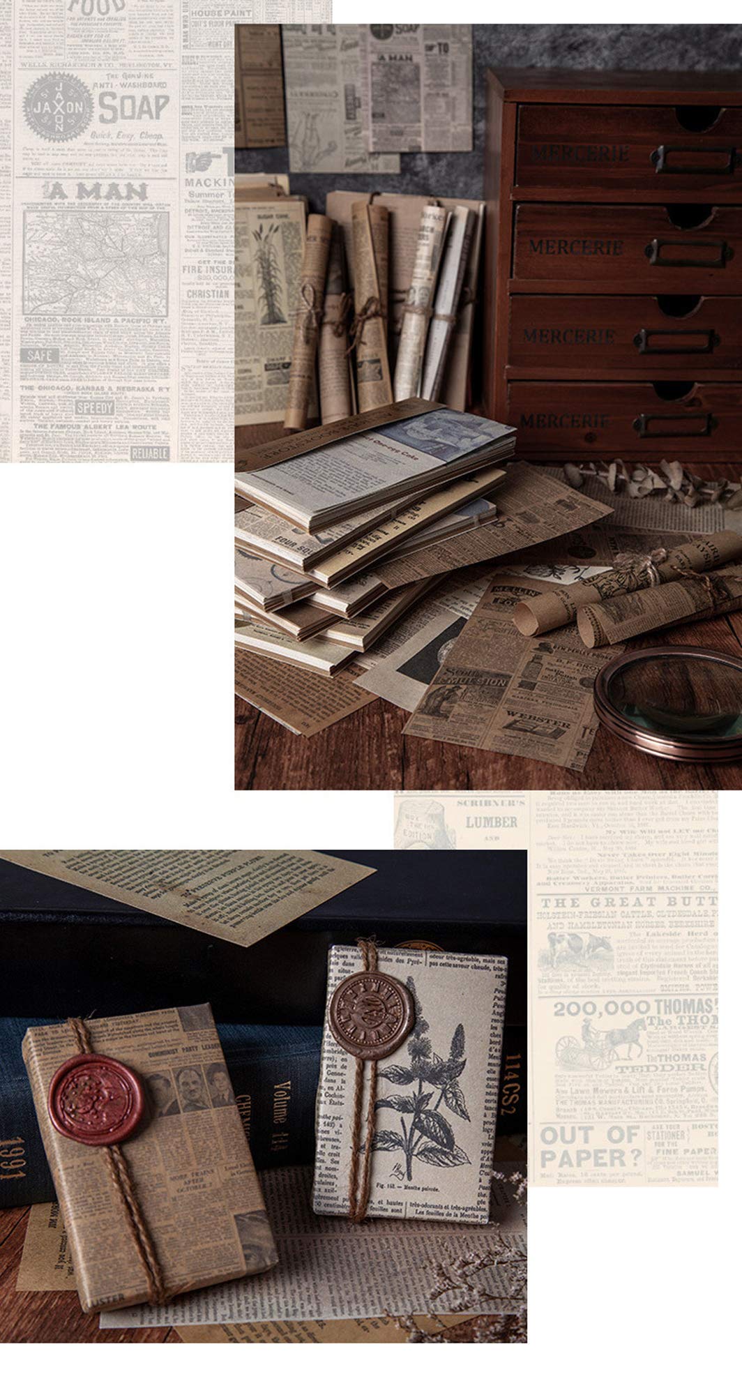 Lcoor 240 Sheets Vintage Journaling Scrapbooking Material Paper, Vintage Journaling Scrapbooking Supplies Craft Kits for Junk Journal Planners Aesthetic Room Decor Wall Art Collage Album