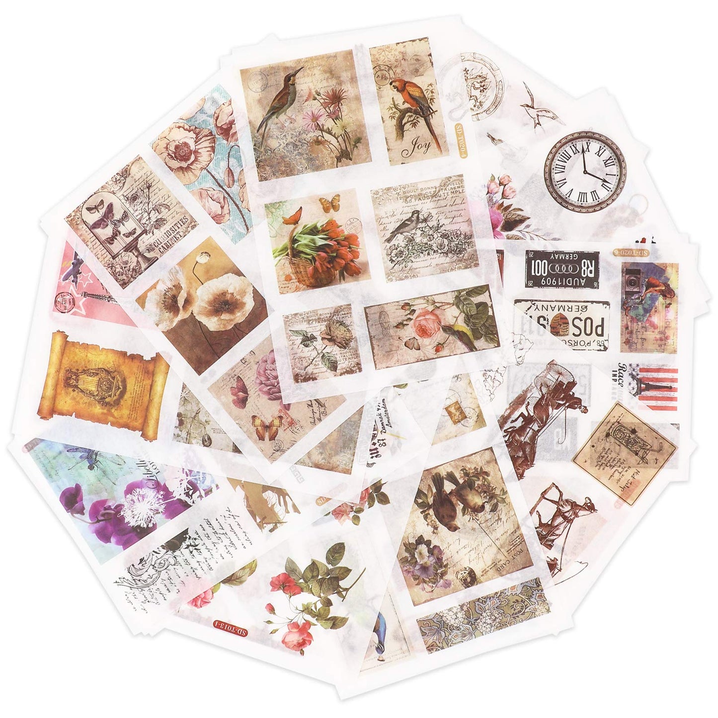 Knaid Vintage Stickers Set - Decorative Sticker for Scrapbooking, Kid DIY Arts Crafts, Album, Bullet Journaling, Junk Journal, Planners, Calendars and Notebook