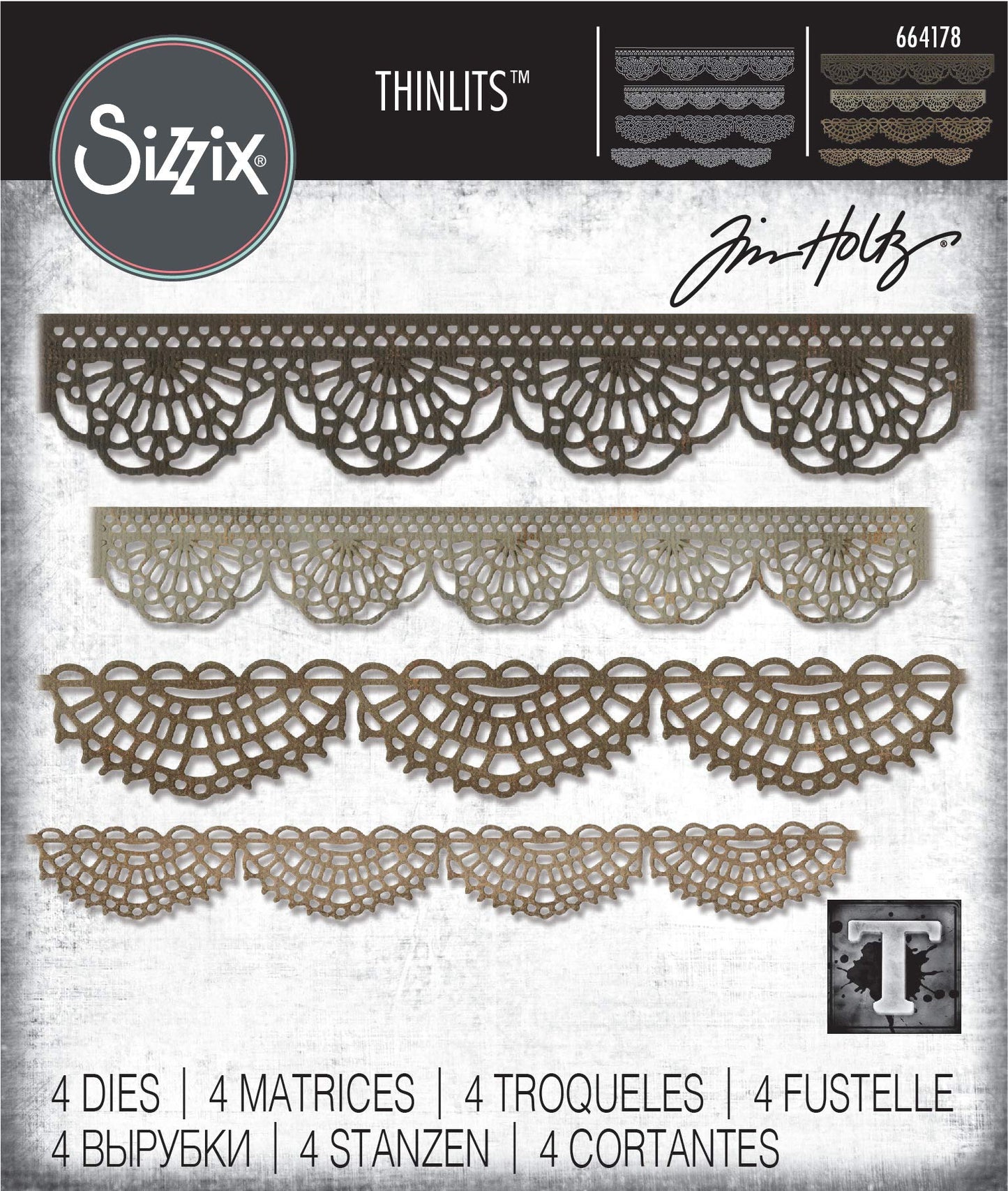 Sizzix, Multi Color, Thinlits Die Set , Crochet by Tim Holtz, 4 Pack, One Size