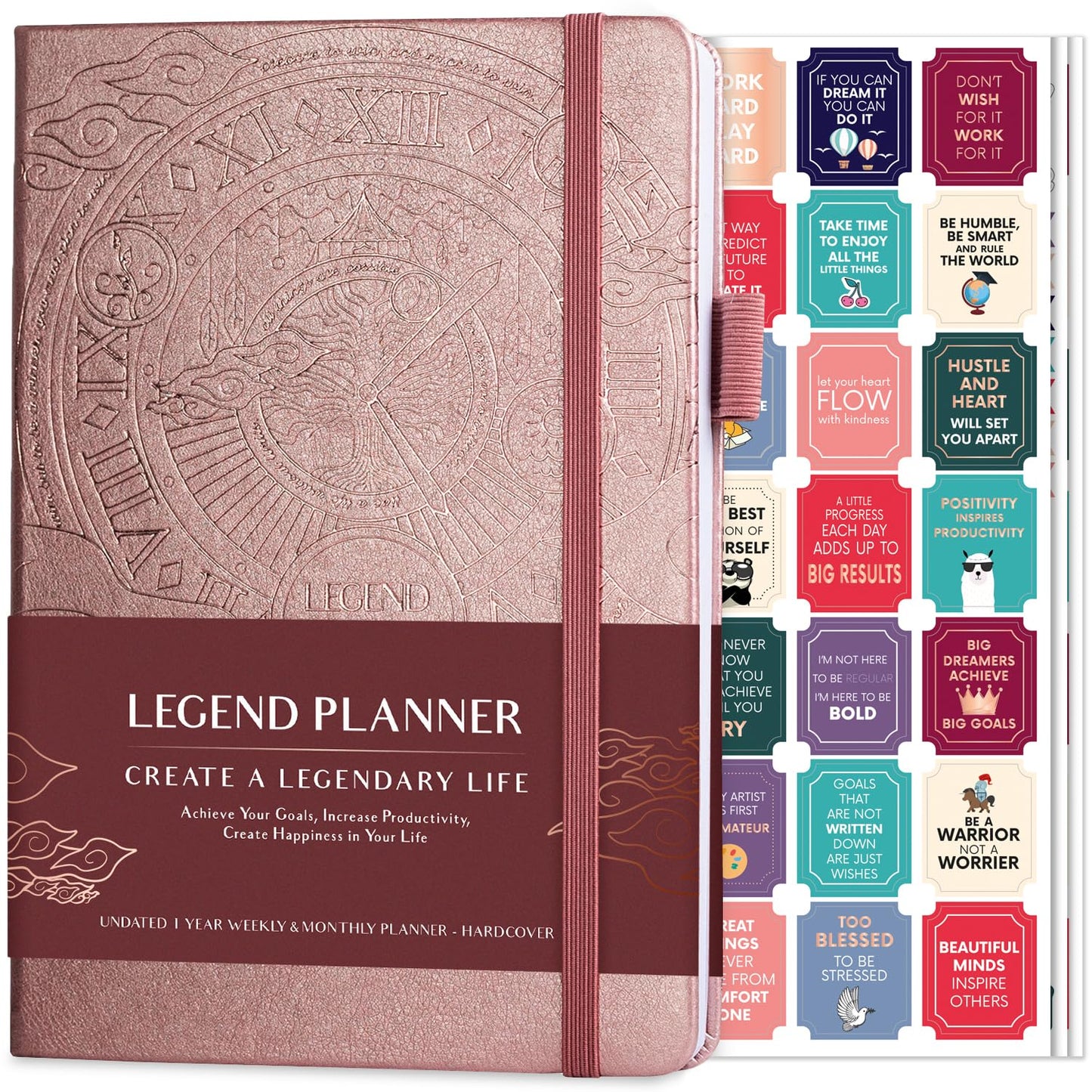 Legend Planner – Weekly & Monthly Life Planner to Hit Your Goals & Live Happier. Organizer Notebook & Productivity Journal. A5 (Rose Gold Gold)