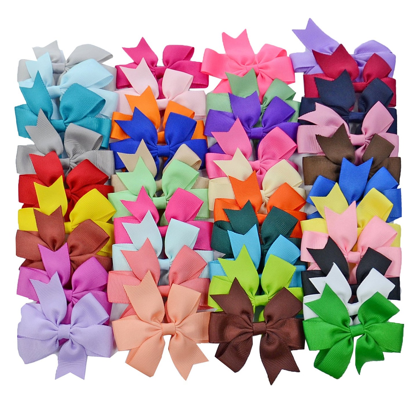 40pcs Toddler Girls Ribbon Bows for Hair (3 Inch Bow Bulk Pack) (40 colors pinwheel bows)