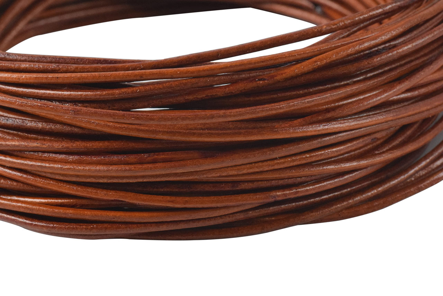 KONMAY 1 Skein 25 Yards 1.5mm Distressed Brown Soft Round Real Jewelry Leather Cord