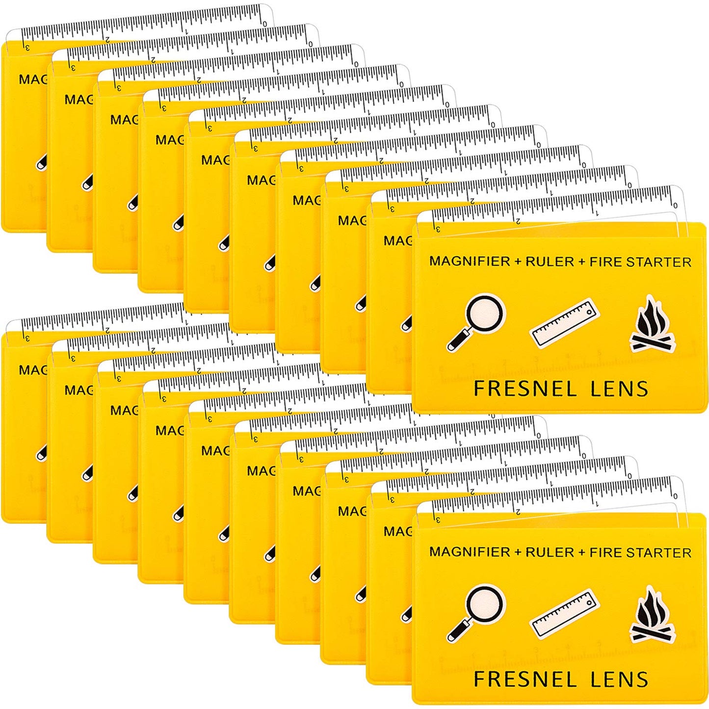 20 Pieces Fresnel Lens Credit Card Magnifier Pocket Plastic Ruler Starting Solar Fire Emergency Bushcraft Survival Compact Outdoor Leisure Classroom