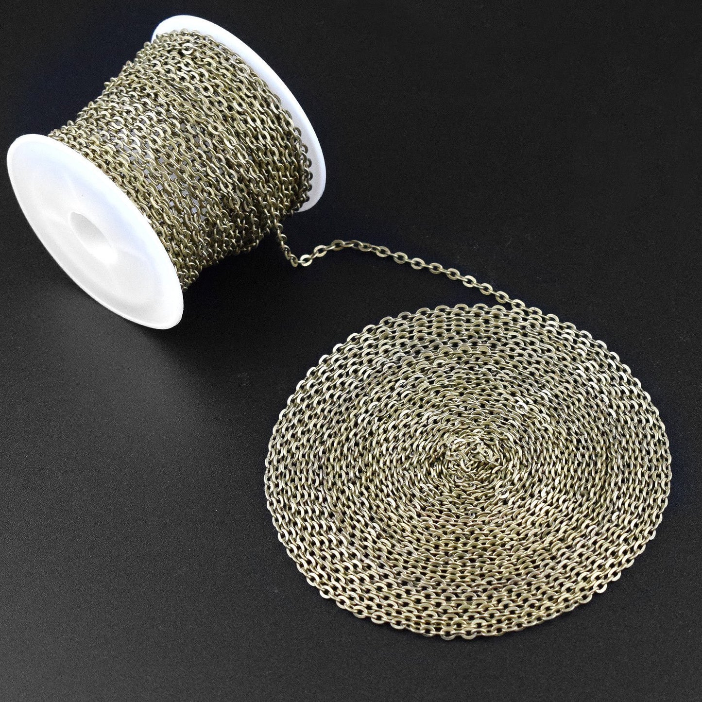WXJ13 36 Feet/12 Yards Bronze Color Plated Round Cable Link Chain Necklace with 20 Lobster Clasps and 30 Jump Rings for Necklace Jewelry Accessories DIY Making