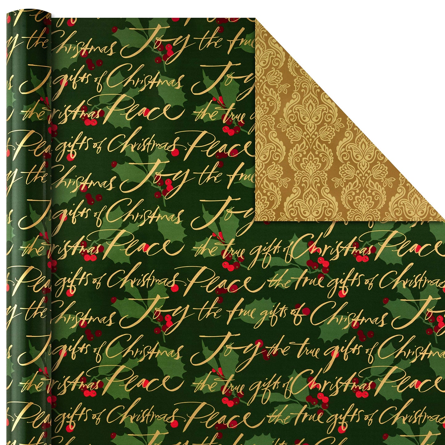 Hallmark Reversible Christmas Wrapping Paper Bundle, Traditional (Pack of 4, 150 sq. ft. ttl.), Red and Green, 4 Pack, Red and Green, 4 Pack