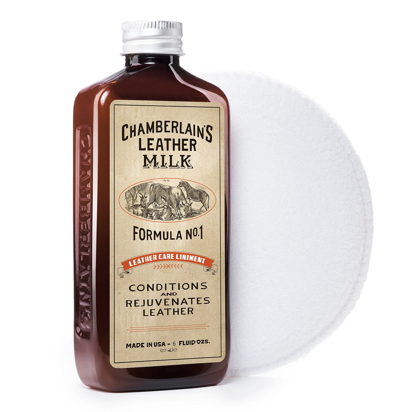 Leather Milk Conditioner and Cleaner for Furniture, Cars, Purses and Handbags. All-Natural, Non-Toxic Conditioner Made in the USA. Leather Care Liniment No. 1. 2 Sizes. Includes Premium Applicator Pad