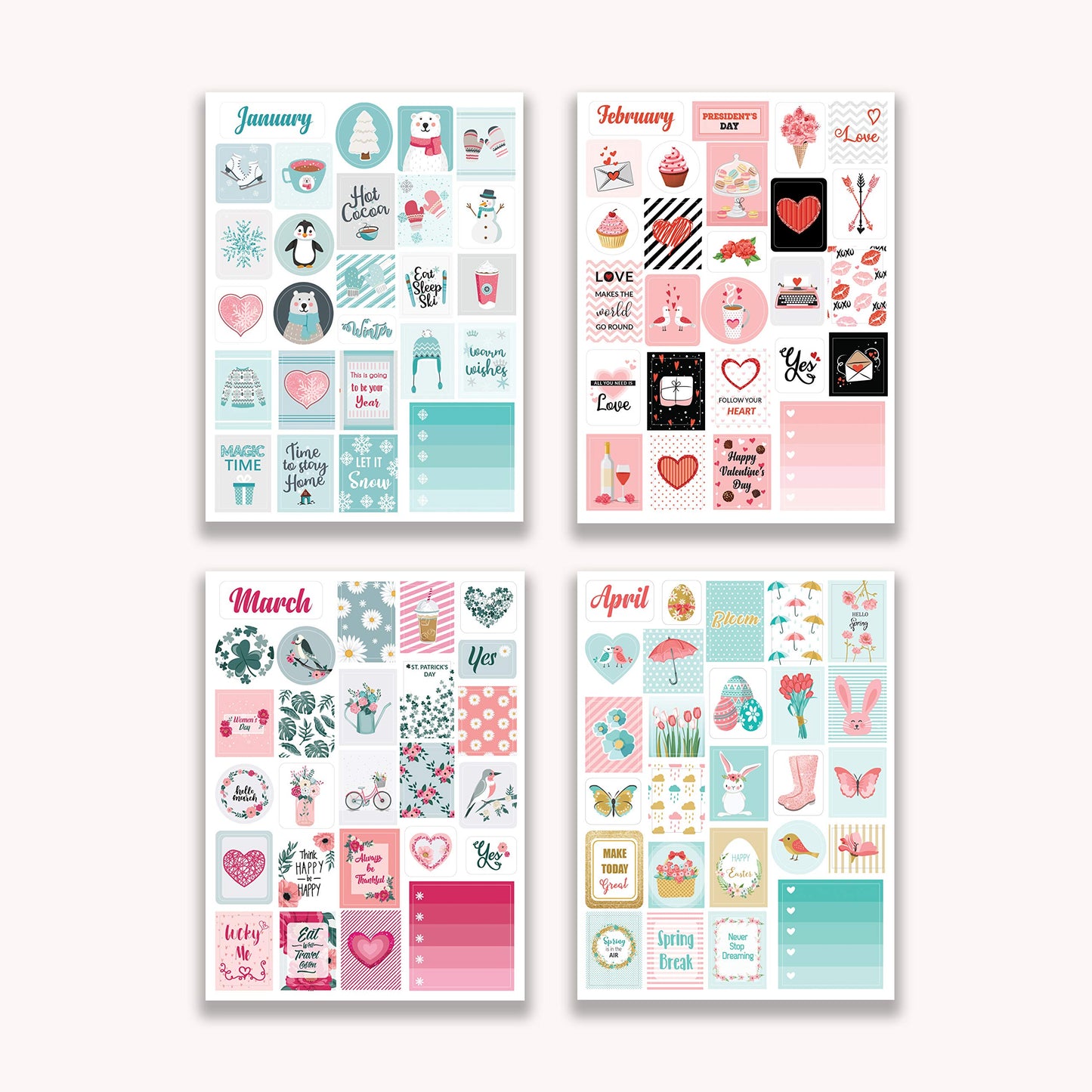 Decorative Scrapbooking Planner Stickers Set – Seasonal/Holiday Set of Fun, Cute & Aesthetic Stickers for Adults I Inspirational Pack of 12 Sheets – Use in Calendar, Planner, Journal, Scrapbook