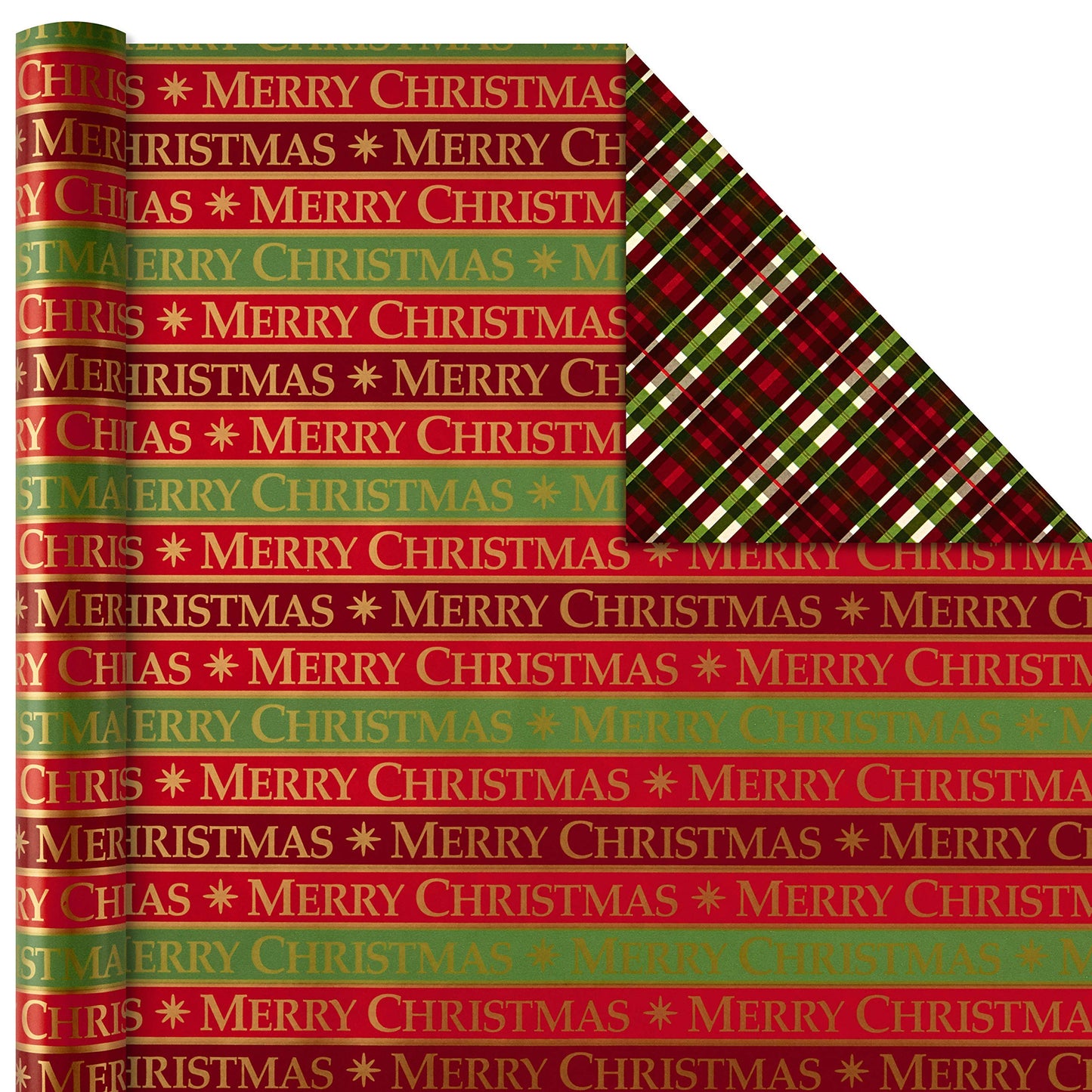 Hallmark Reversible Christmas Wrapping Paper Bundle, Traditional (Pack of 4, 150 sq. ft. ttl.), Red and Green, 4 Pack, Red and Green, 4 Pack