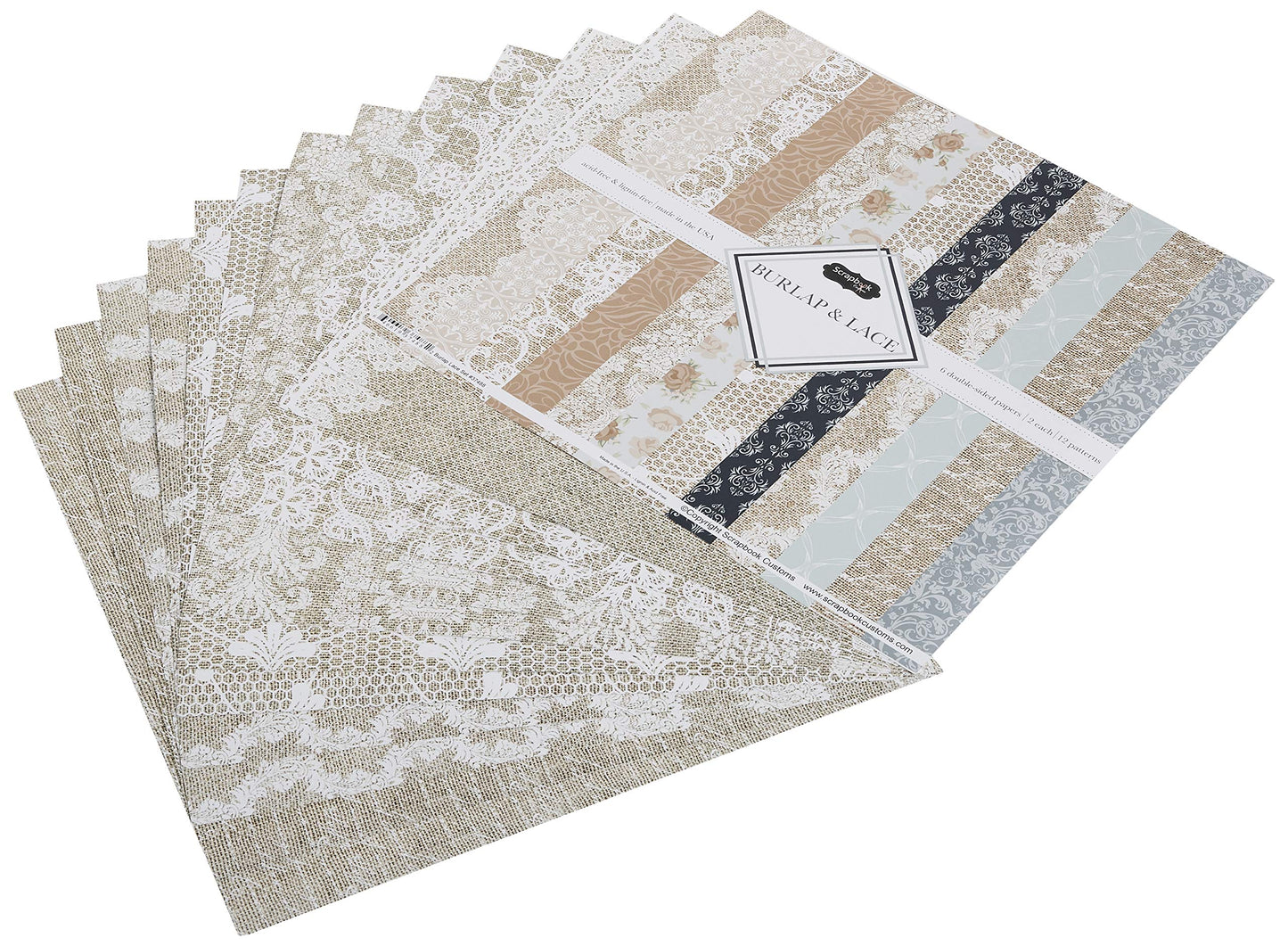 Scrapbook Customs Themed Paper Scrapbook Kit, Burlap & Lace, Blue,Navy, Original Version