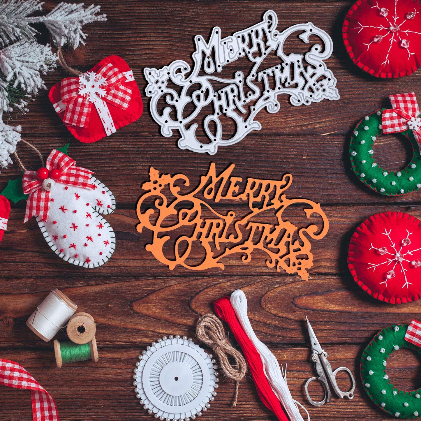 8 Pieces Christmas Tree Snowflake Cutting Dies Christmas Metal Stencils for DIY Scrapbook Card Making Supplies