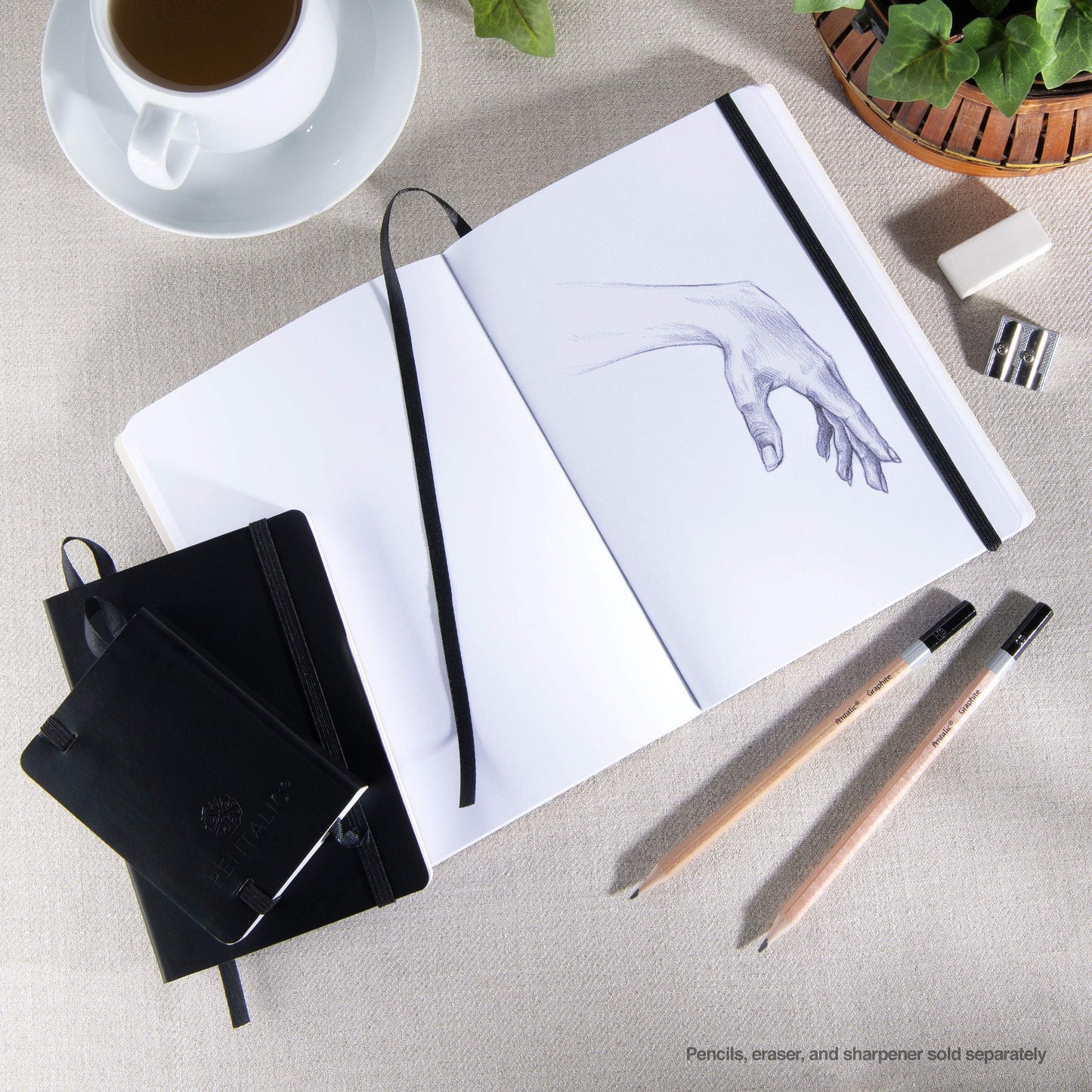 Pentalic 3" x 4" Pocket Sketchbook Traveler Journal, 160 Pages, Black