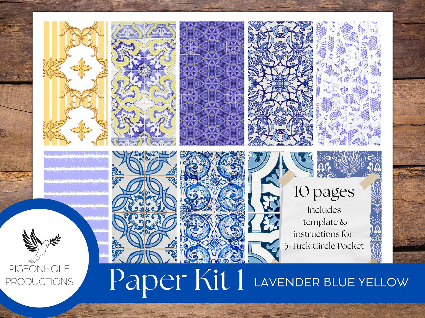 Lavender, Blue, Yellow Paper Kit 1—PRINTABLE, junk journals, scrapbooking, papercrafts, cardmaking, tags, ephemera, multi-media projects
