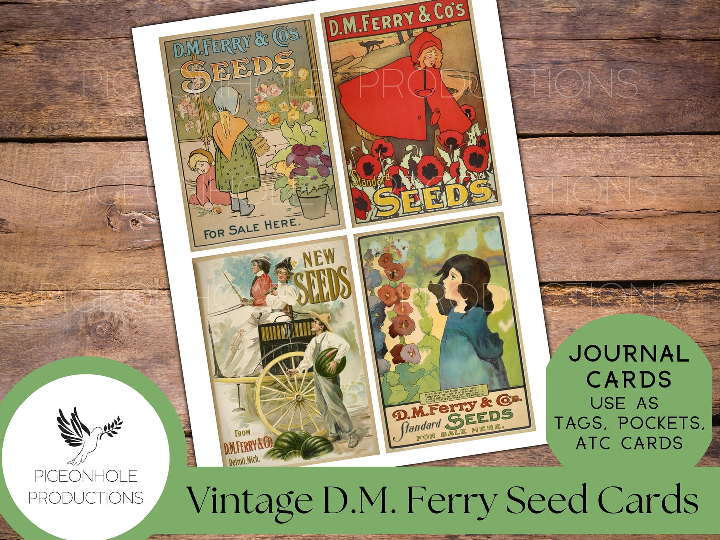D.M. Ferry Seed Journal Cards, PRINTABLE, vintage advertising for the D.M. Ferry Seeds Company to use as journal cards, tags, pockets