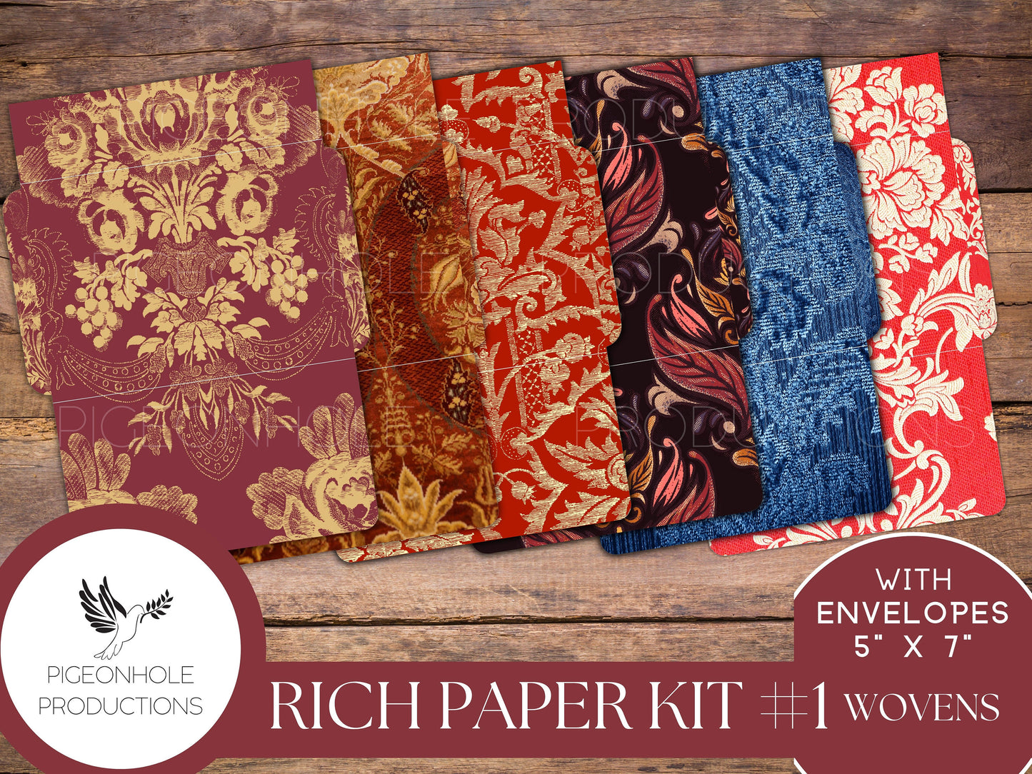 Rich Paper Kit 1 Wovens—PRINTABLE—Includes 5" x 7" envelopes & bonus 5-Tuck Circle Pocket Template with Instructions